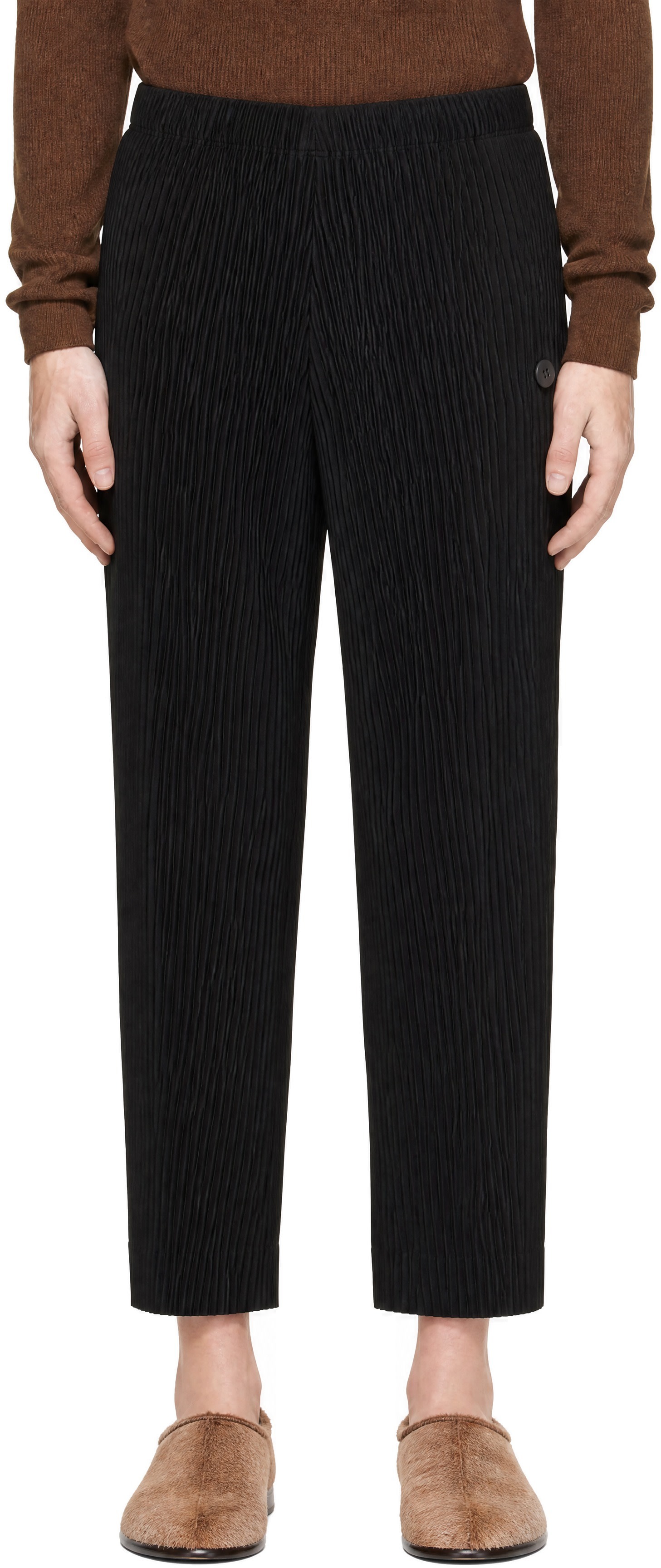 HOMME PLISSÉ ISSEY MIYAKE: Black September Slash Trousers | SSENSE