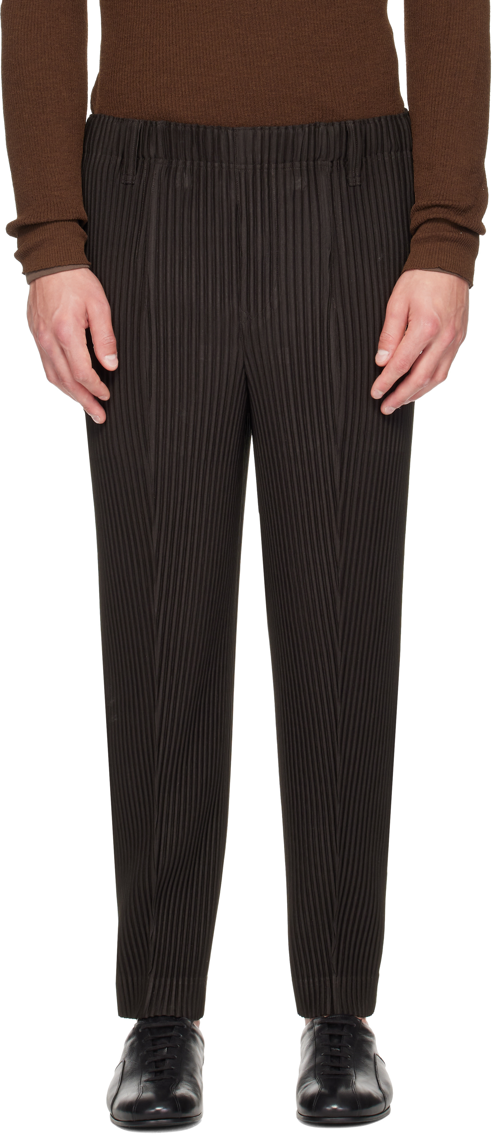 HOMME PLISSE ISSEY MIYAKE コンプリート トラウザーズ HOMME PLISSÉ ISSEY MIYAKE: Brown Compleat Trousers | SSENSE