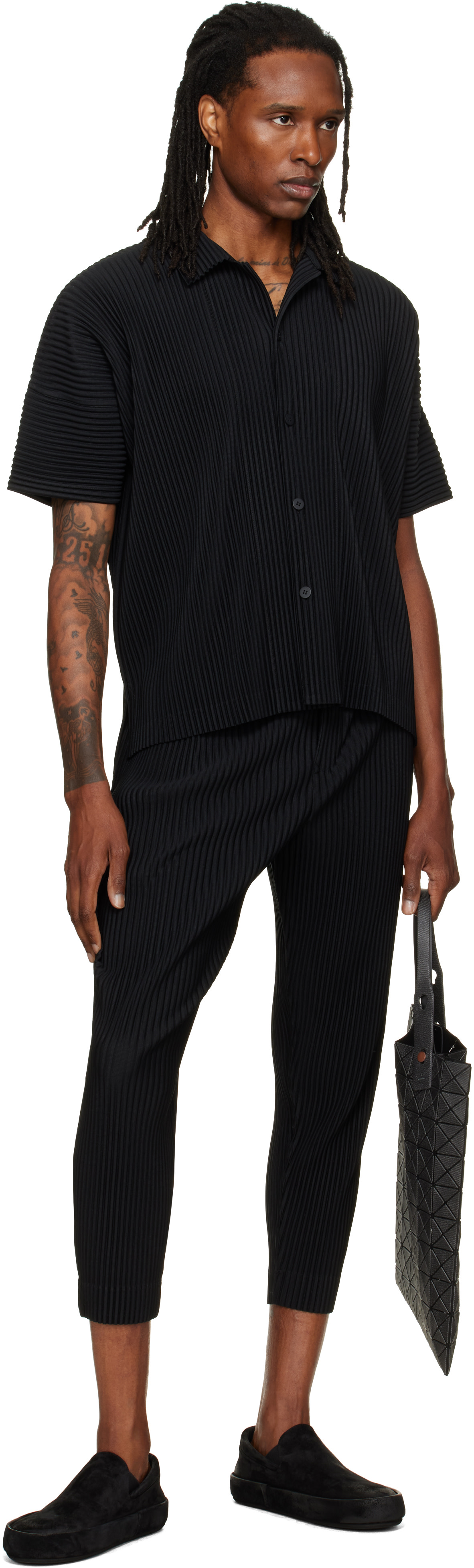 HOMME PLISSÉ ISSEY MIYAKE: Black Monthly Colors August Trousers