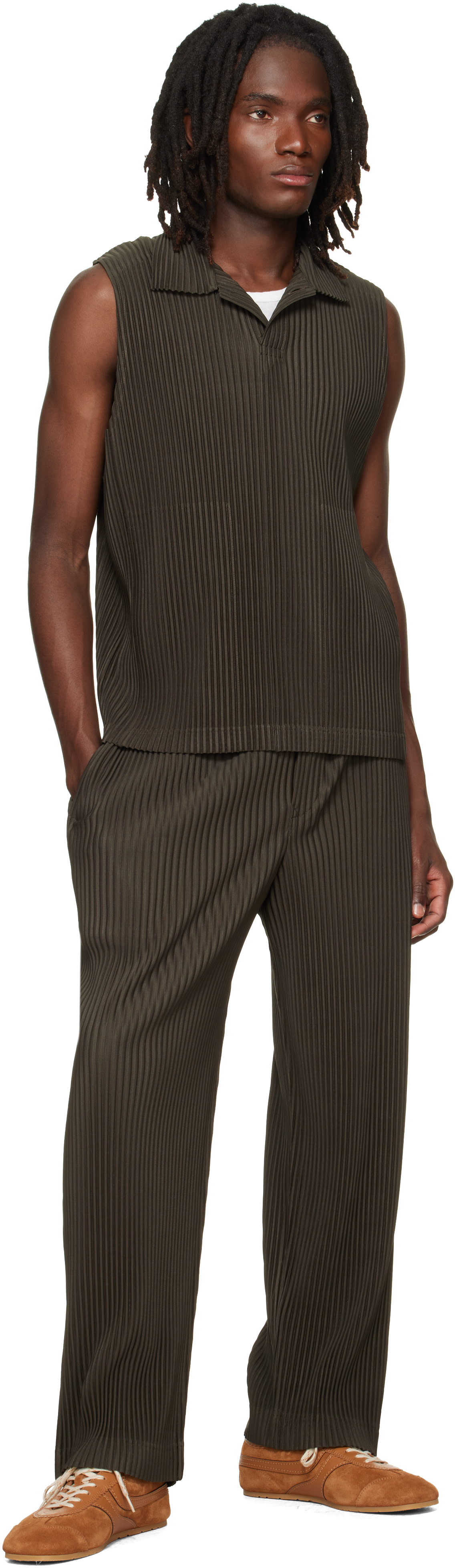 HOMME PLISSÉ ISSEY MIYAKE: Brown Monthly Colors July Trousers | SSENSE