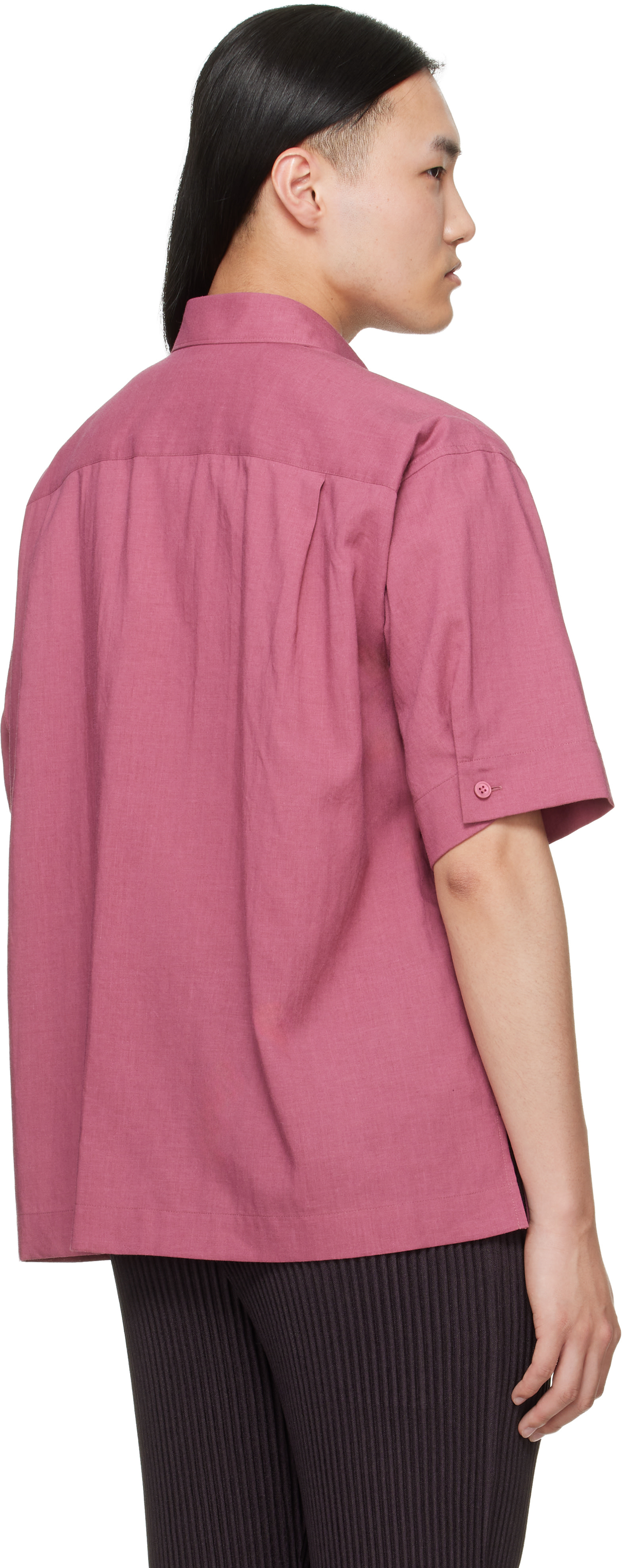 HOMME PLISSÉ ISSEY MIYAKE: Red PL Ramie Shirt | SSENSE South Korea