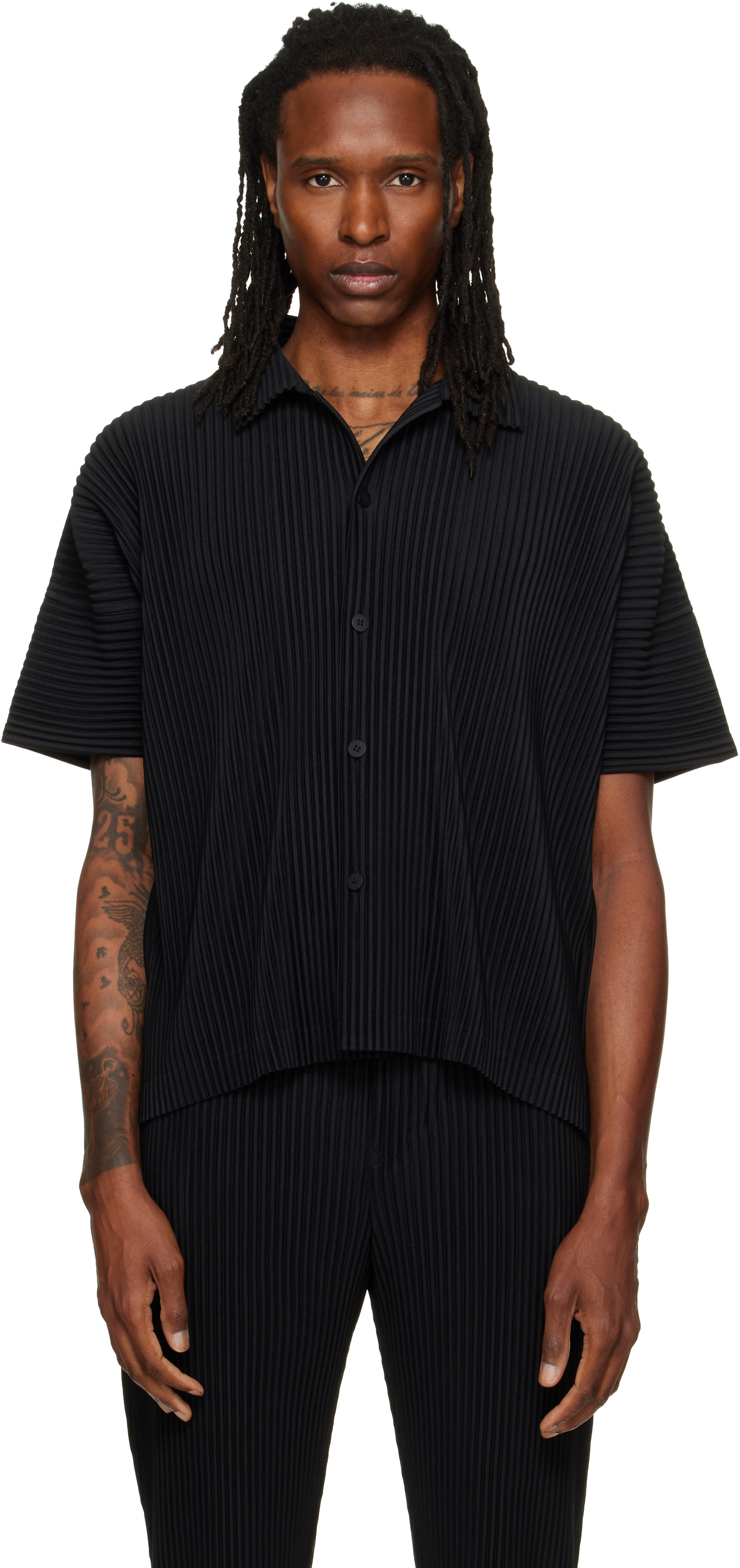 HOMME PLISSÉ ISSEY MIYAKE: Black August Monthly Colors Shirt | SSENSE