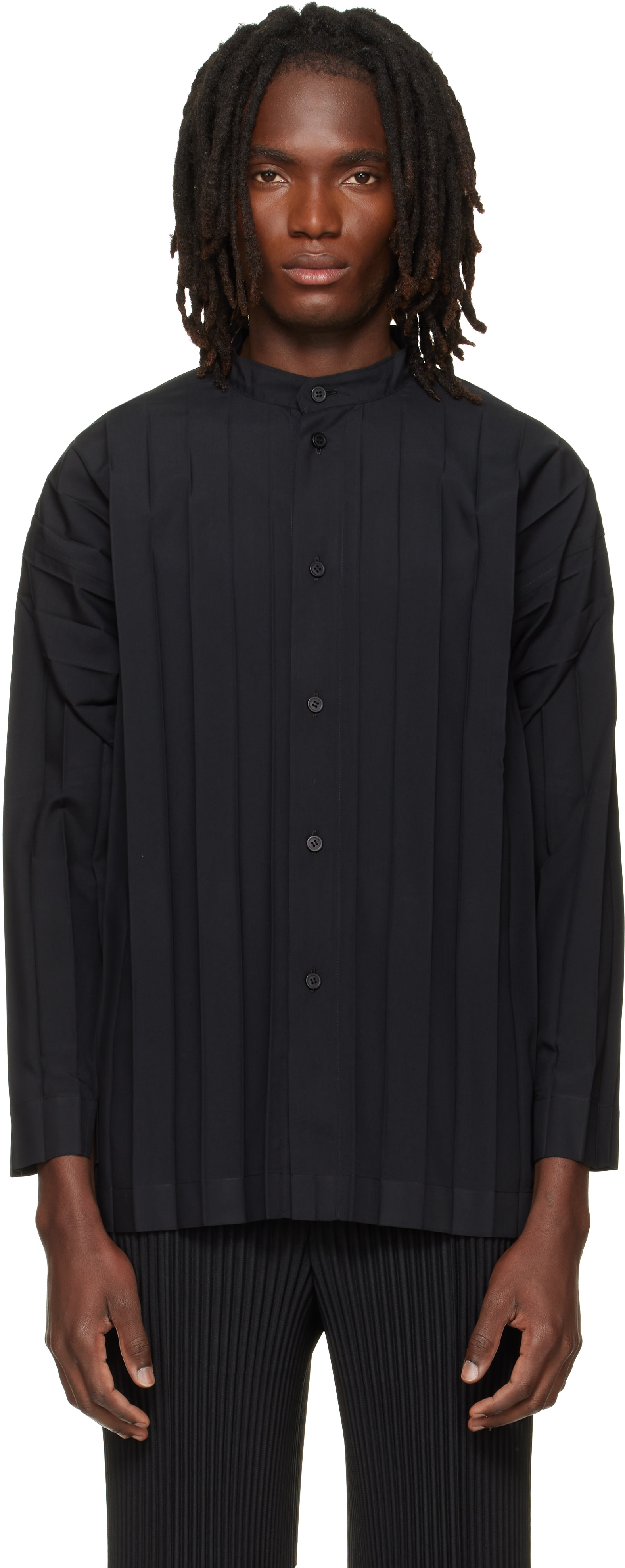 HOMME PLISSÉ ISSEY MIYAKE: Black Edge Shirt | SSENSE