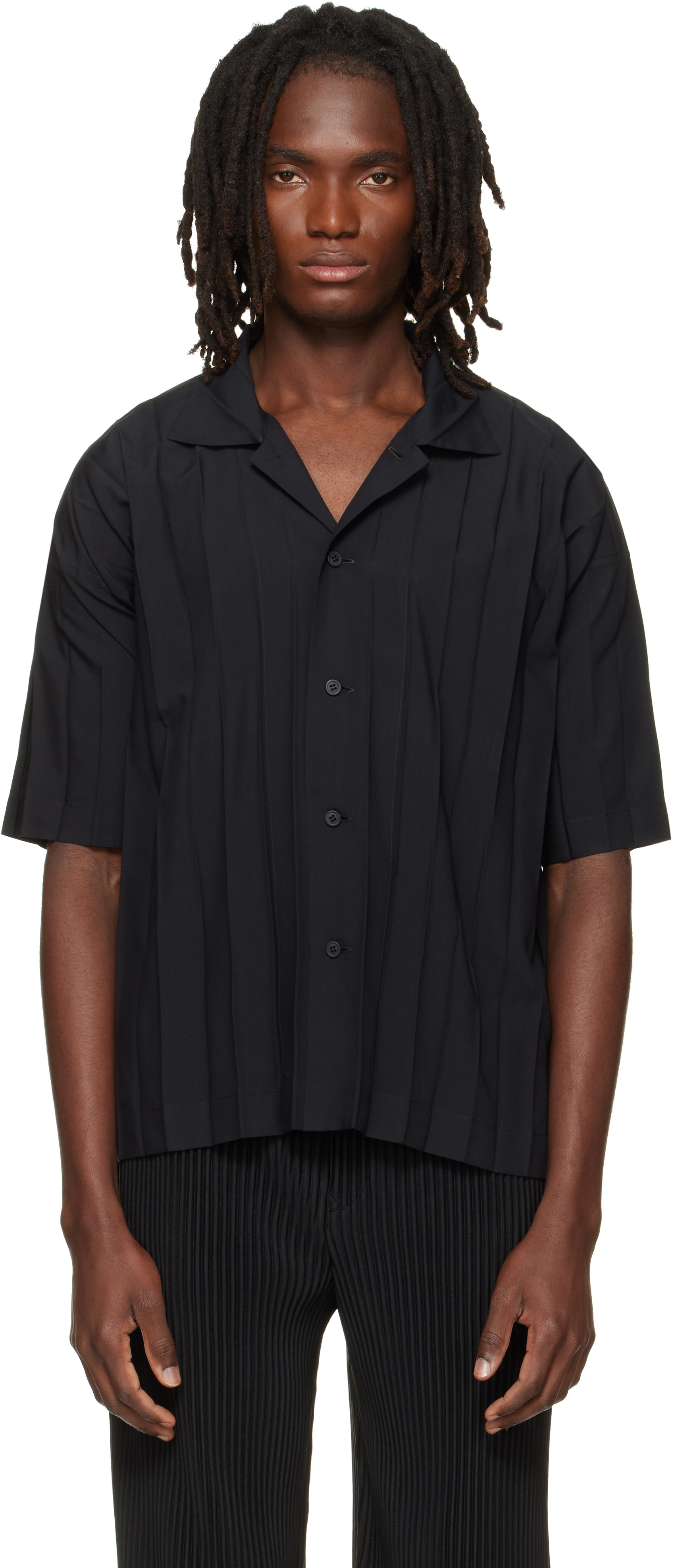 HOMME PLISSÉ ISSEY MIYAKE: Black Edge Shirt | SSENSE