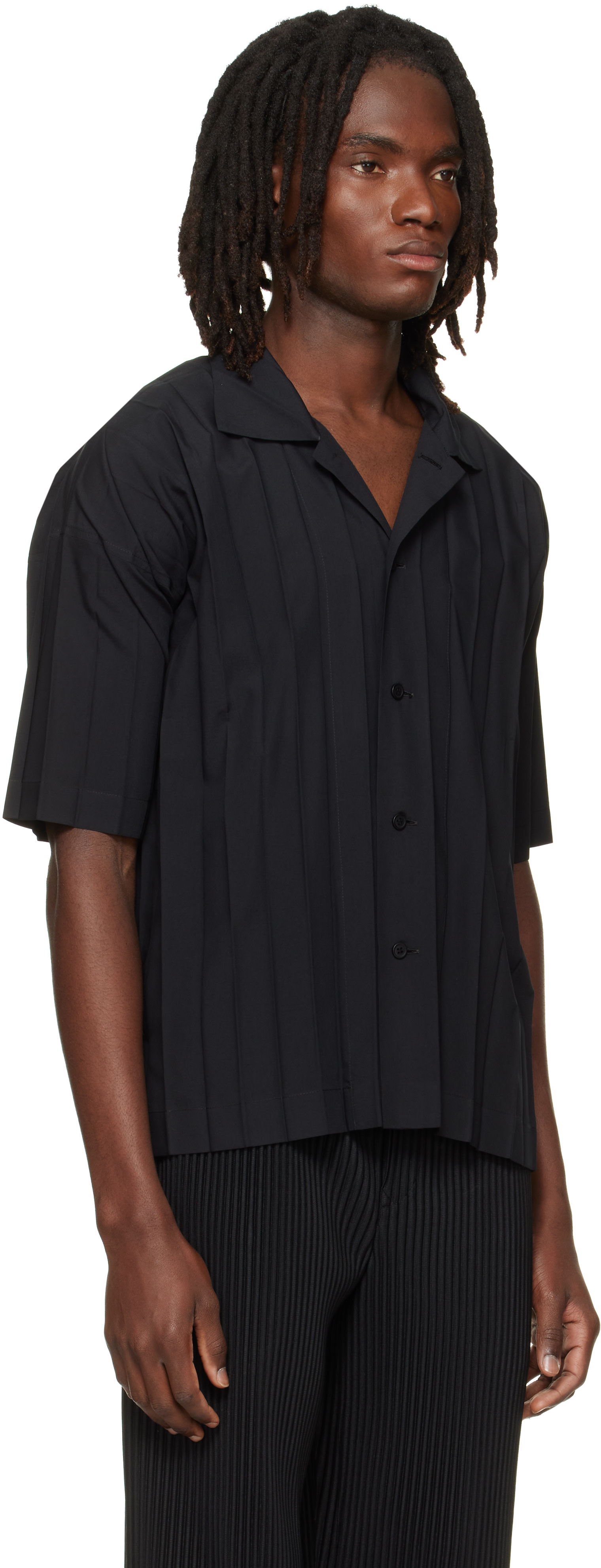 HOMME PLISSÉ ISSEY MIYAKE: Black Edge Shirt | SSENSE
