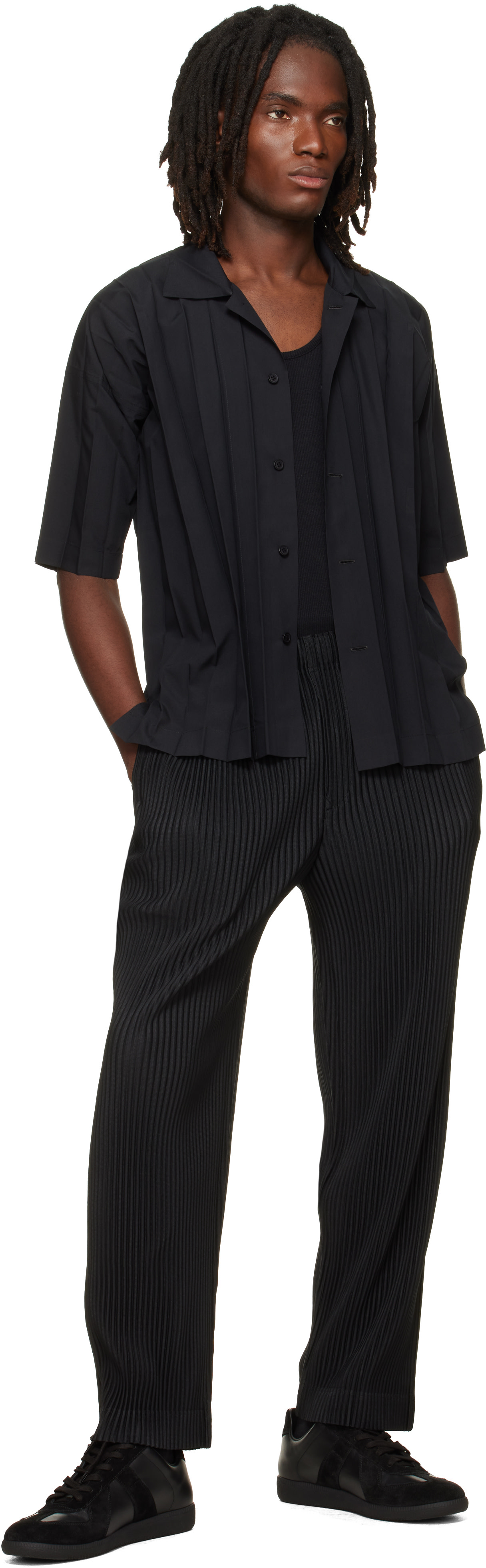 HOMME PLISSÉ ISSEY MIYAKE: Black Edge Shirt | SSENSE