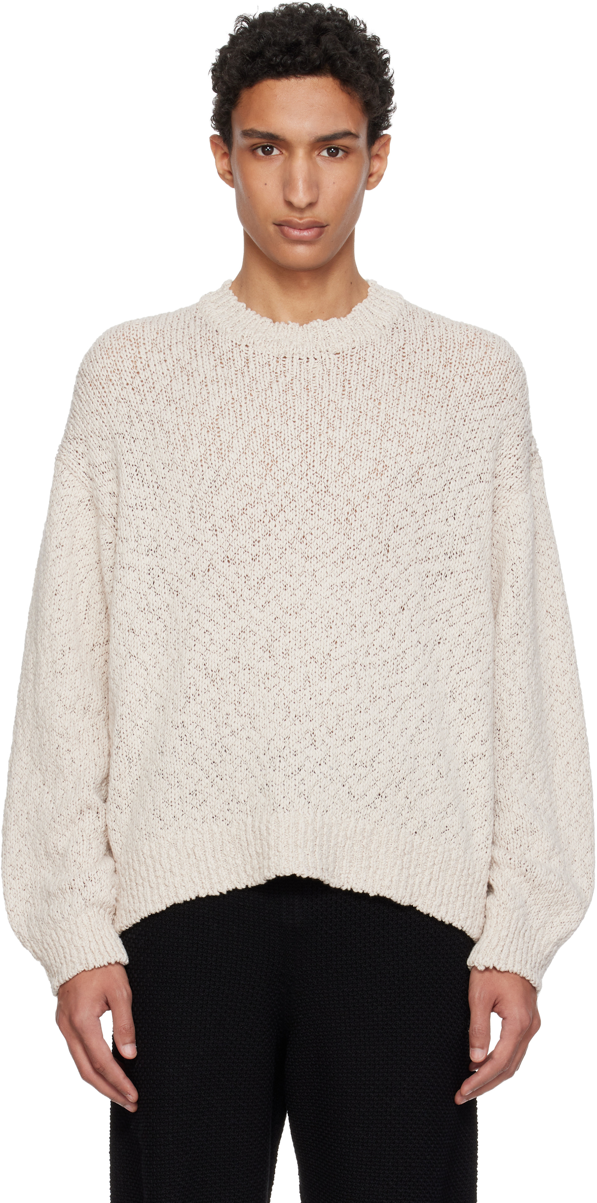 HOMME PLISSÉ ISSEY MIYAKE: Beige Risotto Knit Sweater | SSENSE