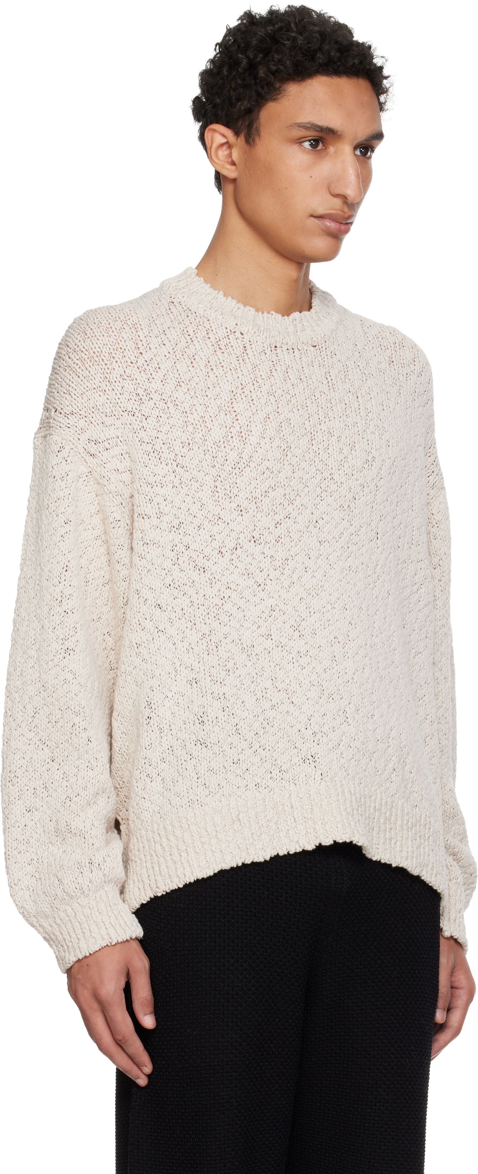HOMME PLISSÉ ISSEY MIYAKE: Beige Risotto Knit Sweater | SSENSE