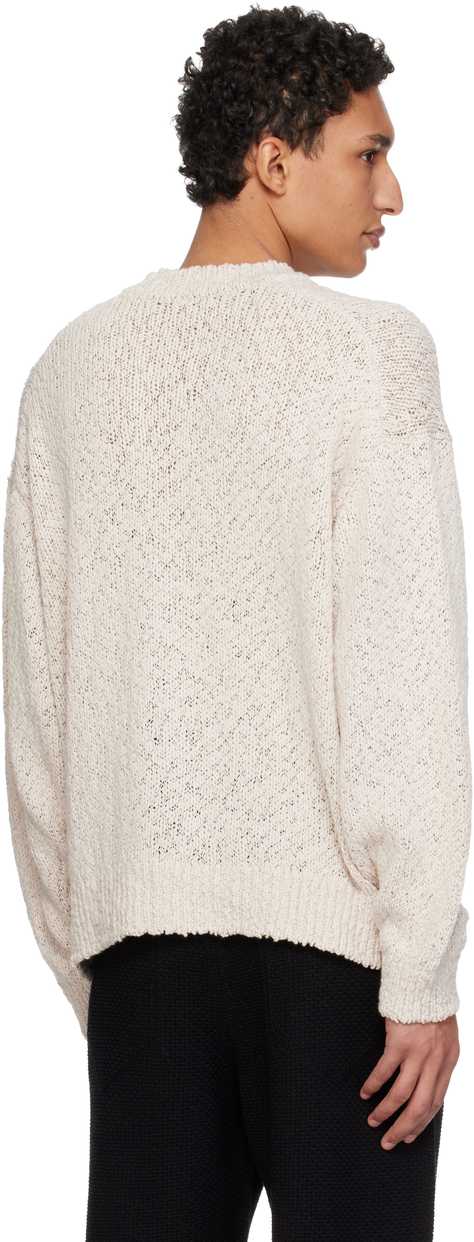 HOMME PLISSÉ ISSEY MIYAKE: Beige Risotto Knit Sweater | SSENSE