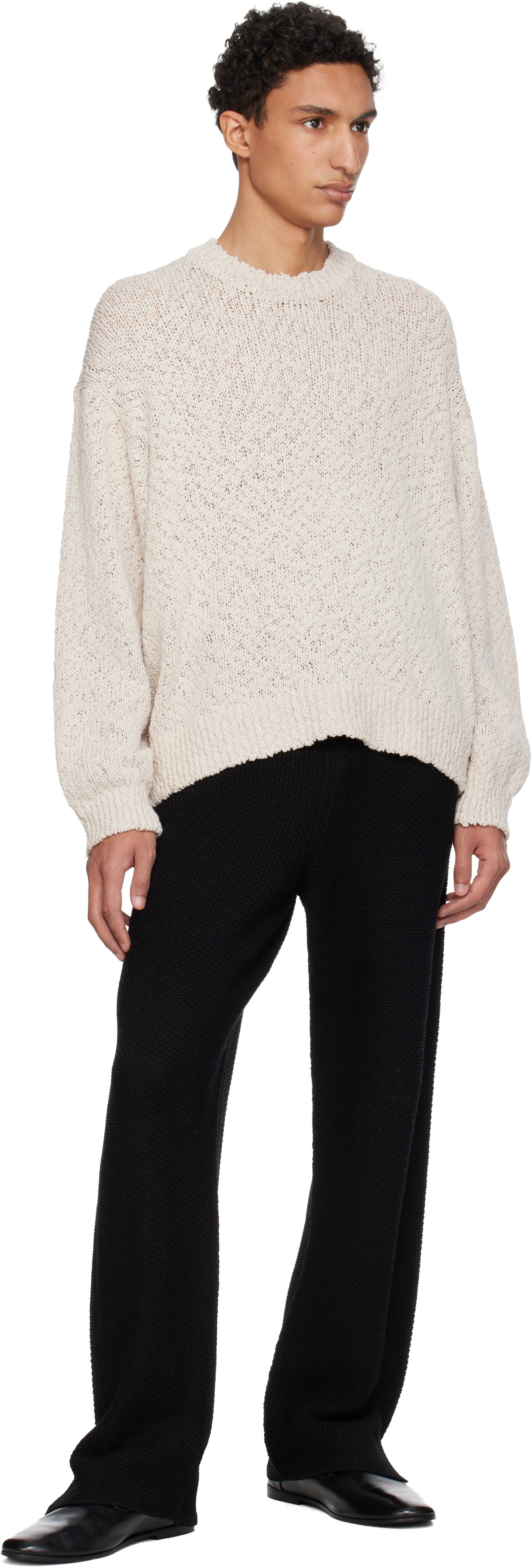 HOMME PLISSÉ ISSEY MIYAKE: Beige Risotto Knit Sweater | SSENSE