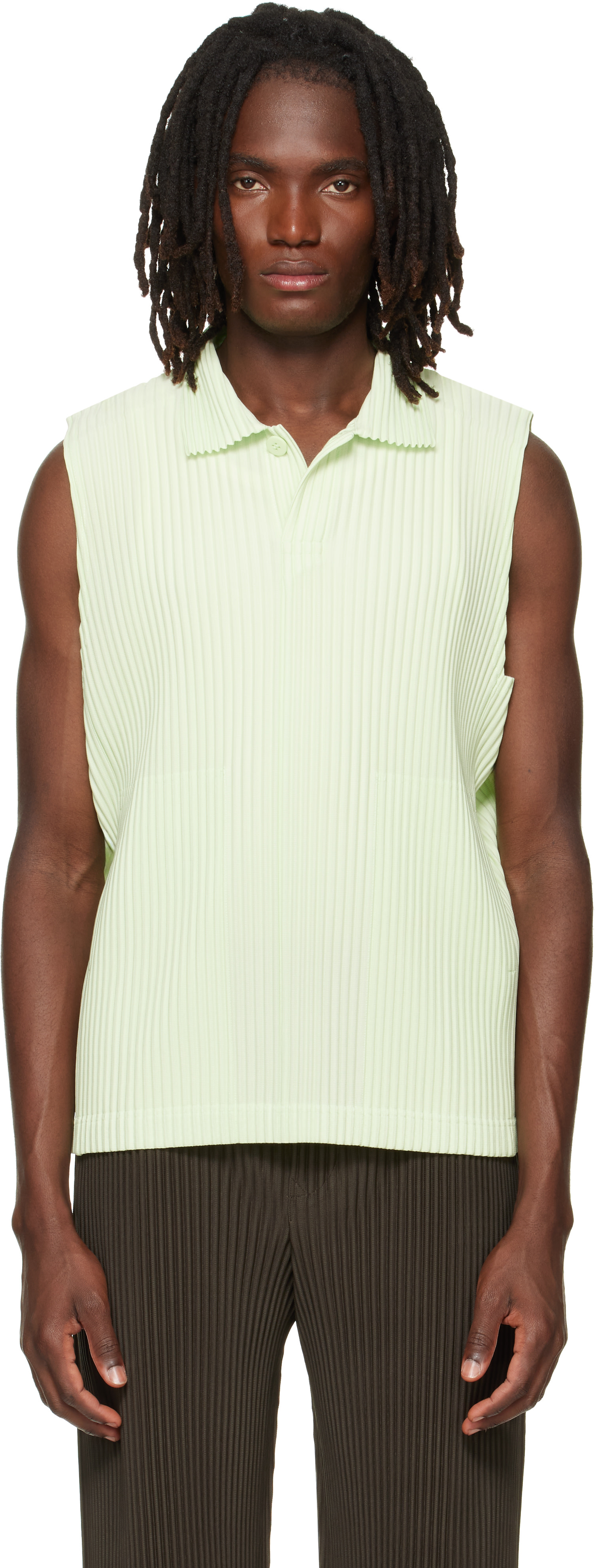 HOMME PLISSÉ ISSEY MIYAKE: Green Monthly Colors July Polo | SSENSE