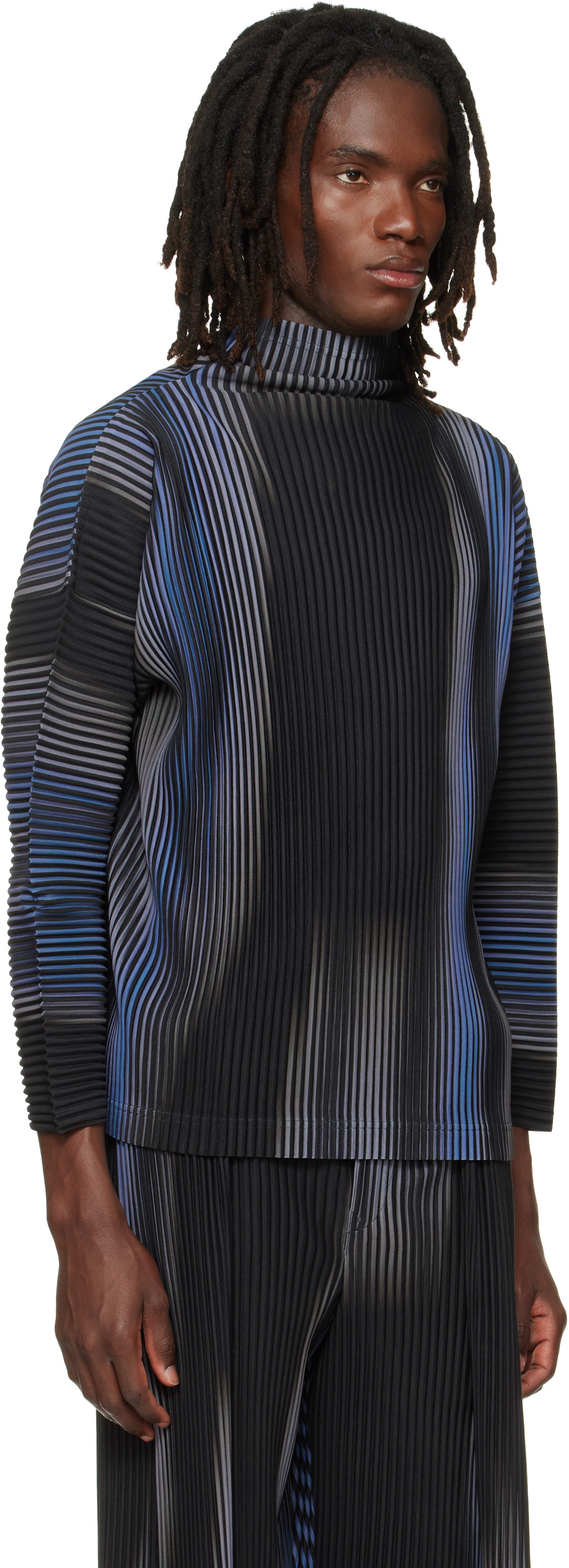 HOMME PLISSÉ ISSEY MIYAKE: Blue & Black Blend Of Lights T-shirt