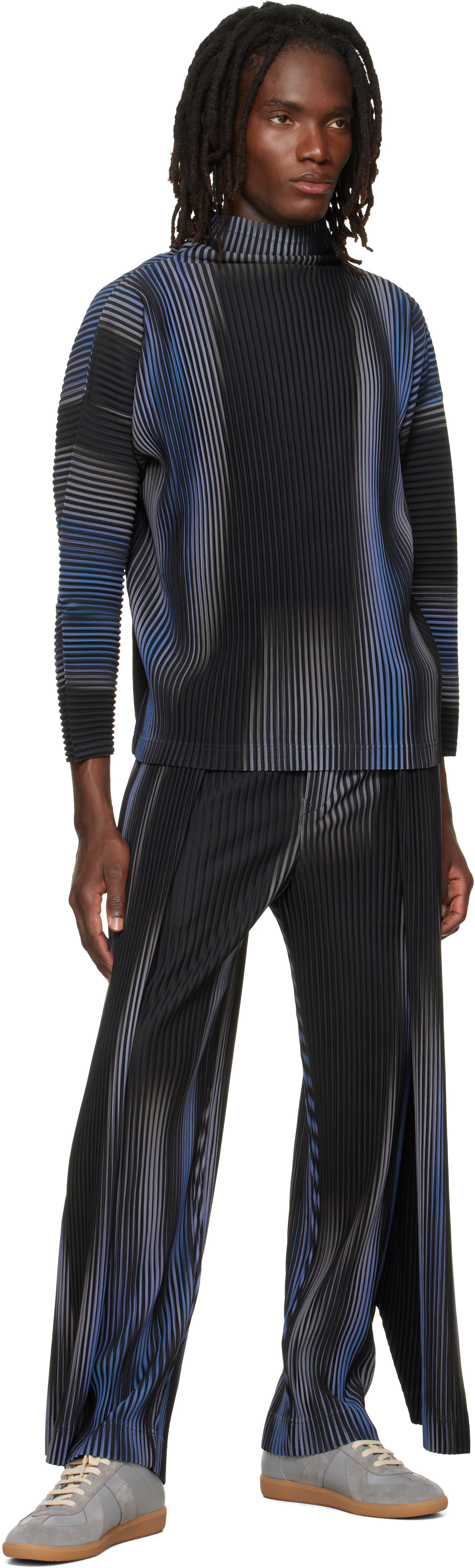 HOMME PLISSÉ ISSEY MIYAKE: Blue & Black Blend Of Lights T-shirt