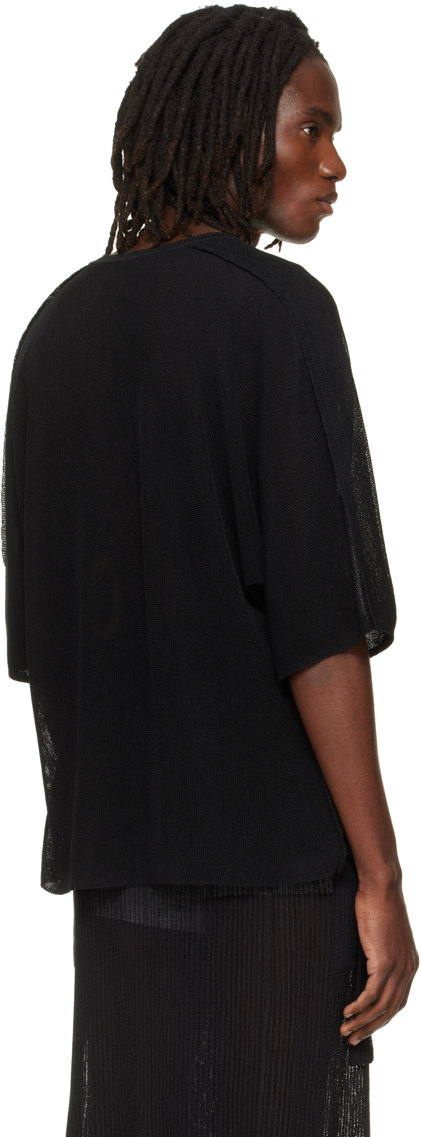 HOMME PLISSÉ ISSEY MIYAKE: Black Washi Framework-T T-shirt | SSENSE