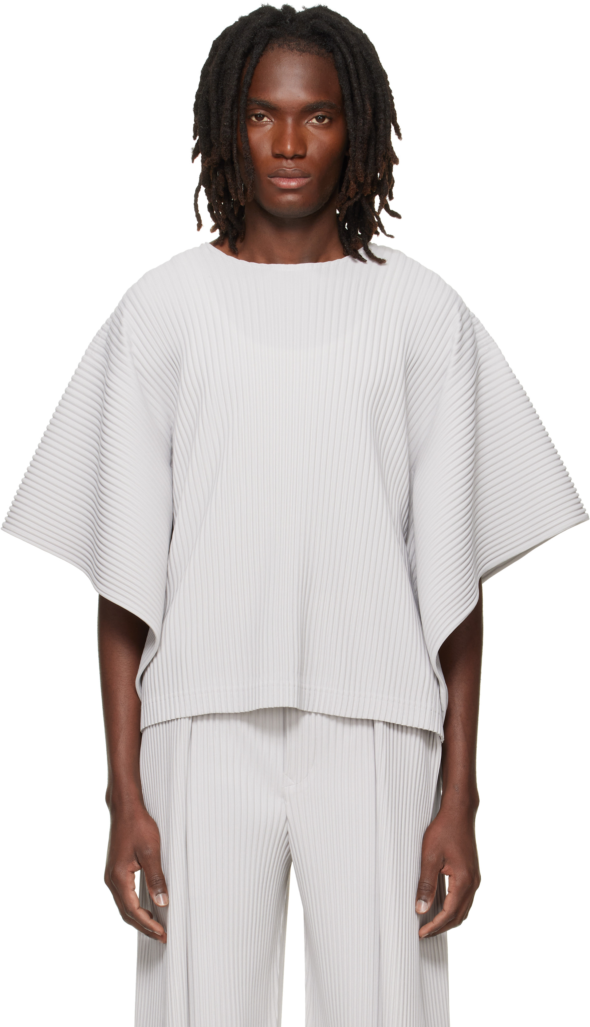 HOMME PLISSÉ ISSEY MIYAKE: Gray Motion Blur Top | SSENSE