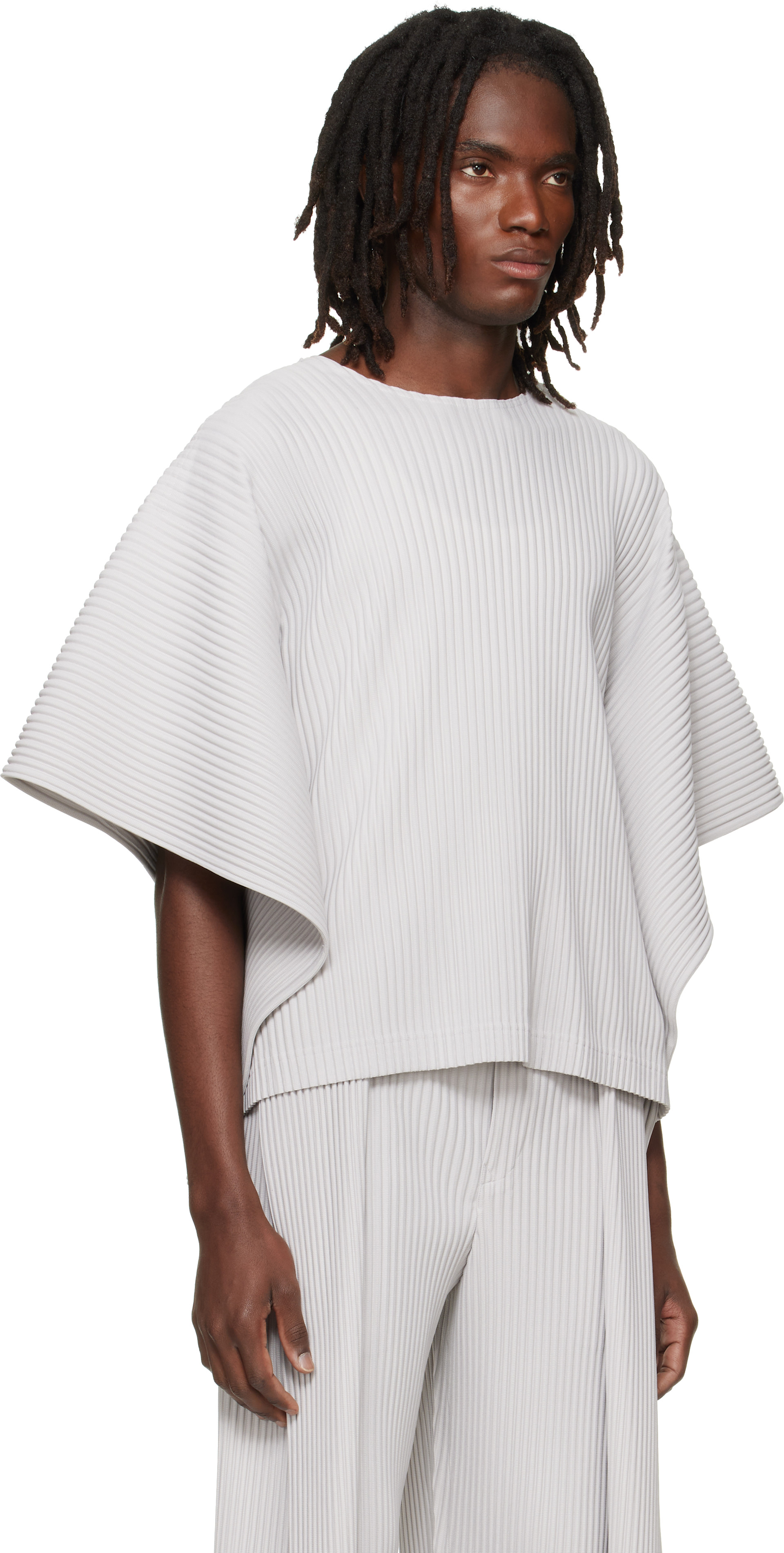 HOMME PLISSÉ ISSEY MIYAKE: Gray Motion Blur Top | SSENSE