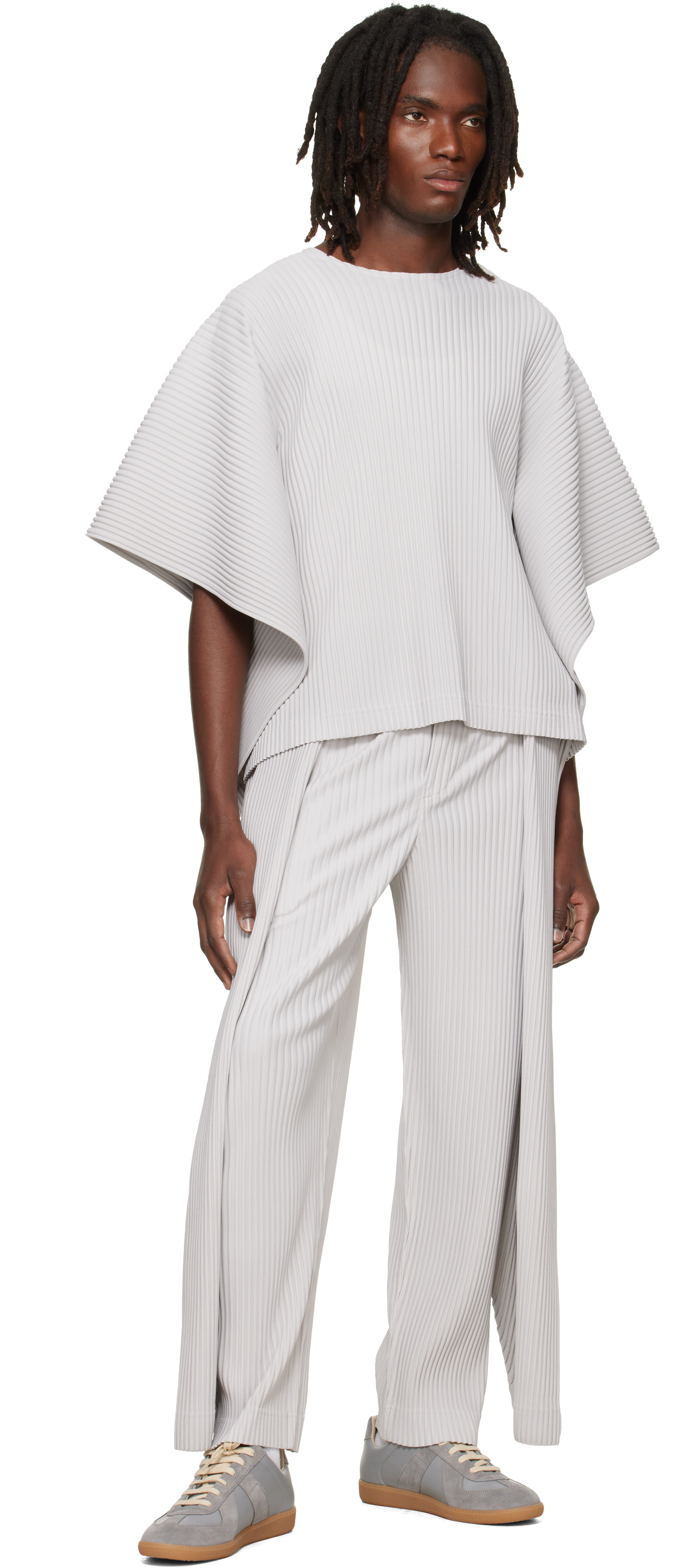 HOMME PLISSÉ ISSEY MIYAKE: Gray Motion Blur Top | SSENSE