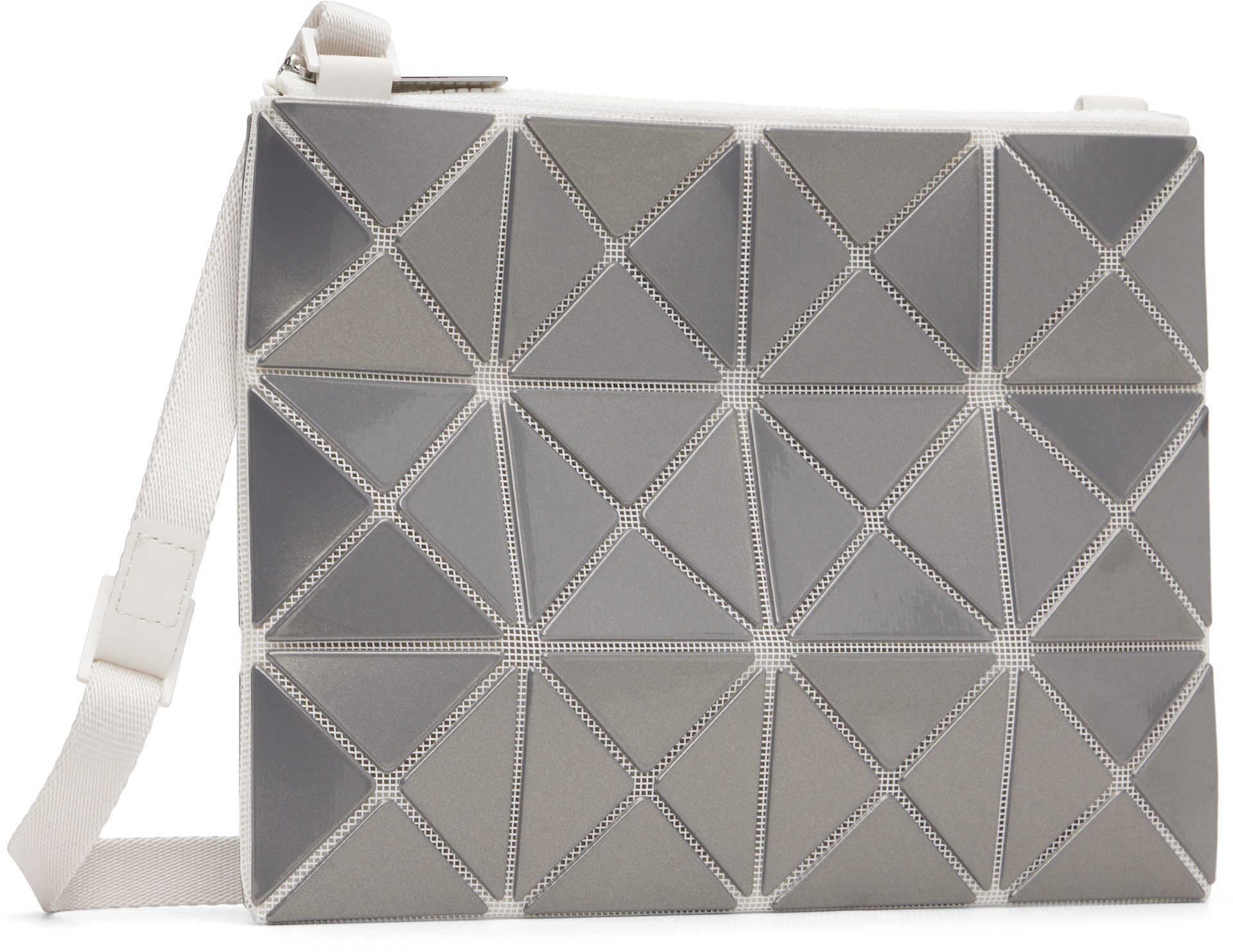 BAO BAO ISSEY MIYAKE: Gray Lucent Metallic Messenger Bag | SSENSE BAO BAO ISSEY MIYAKE: Gray Lucent Metallic Messenger Bag | SSENSE