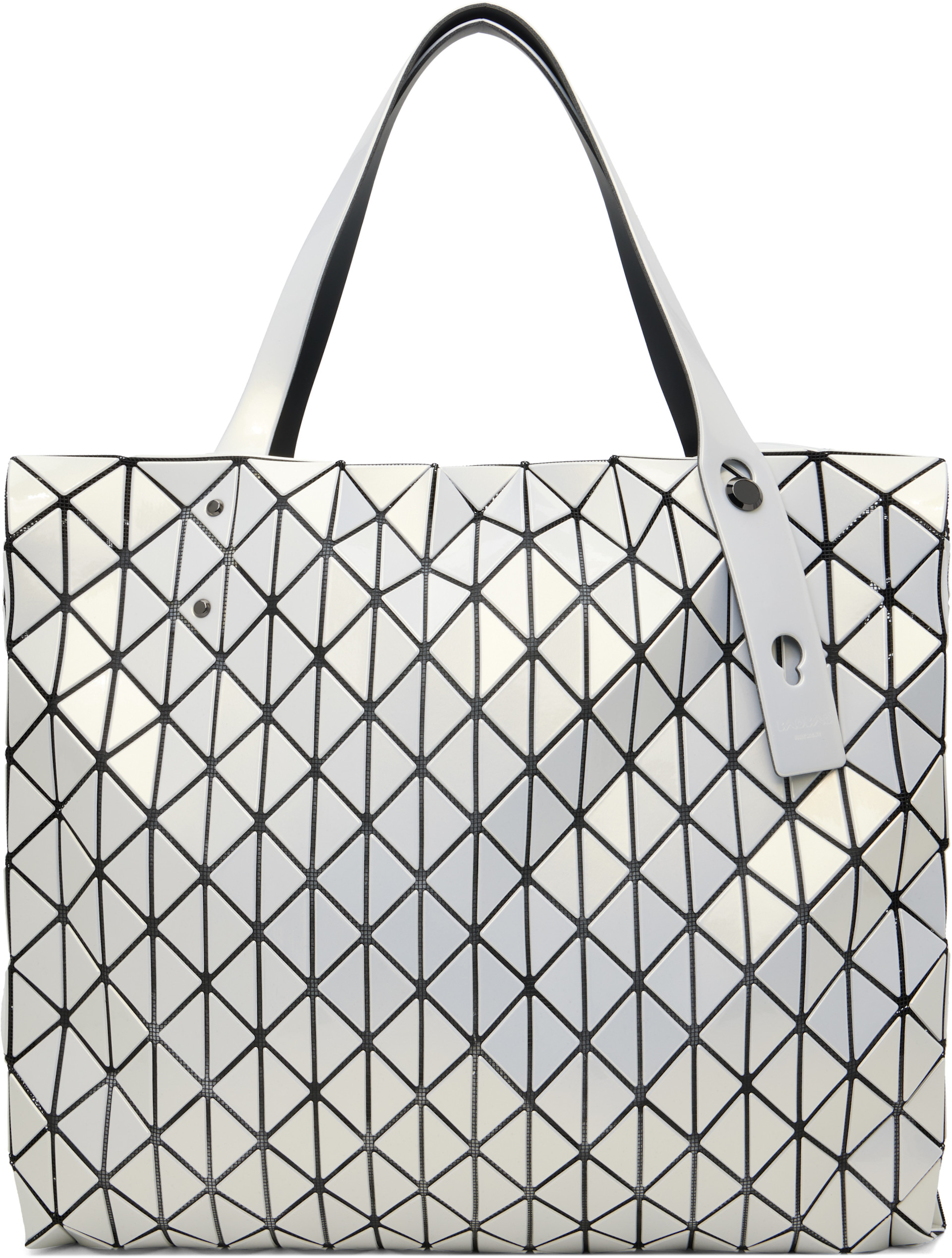 BAO BAO ISSEY MIYAKE: White Row Metallic Tote | SSENSE
