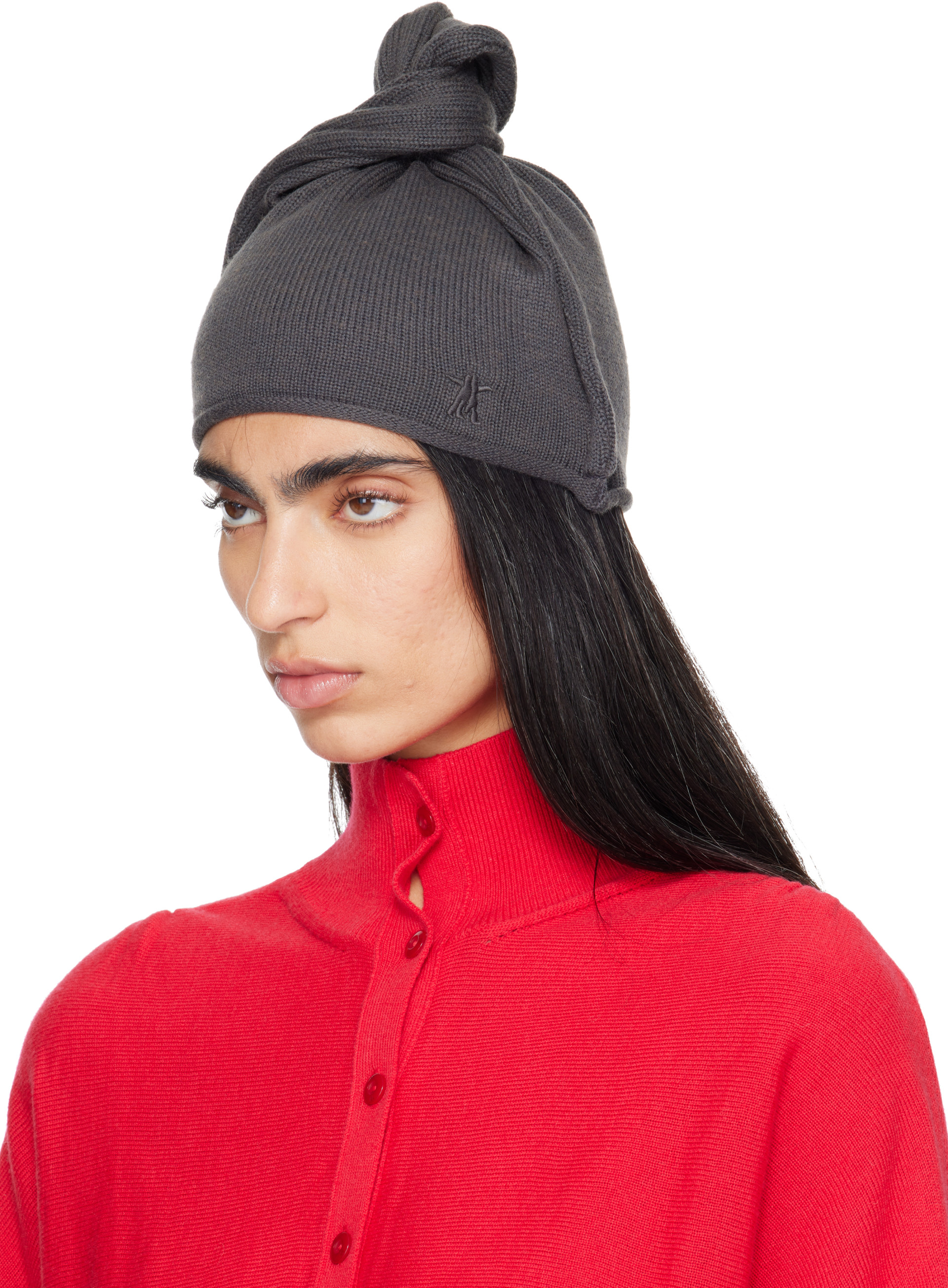 OPEN YY: Gray Wire Knit Beanie | SSENSE