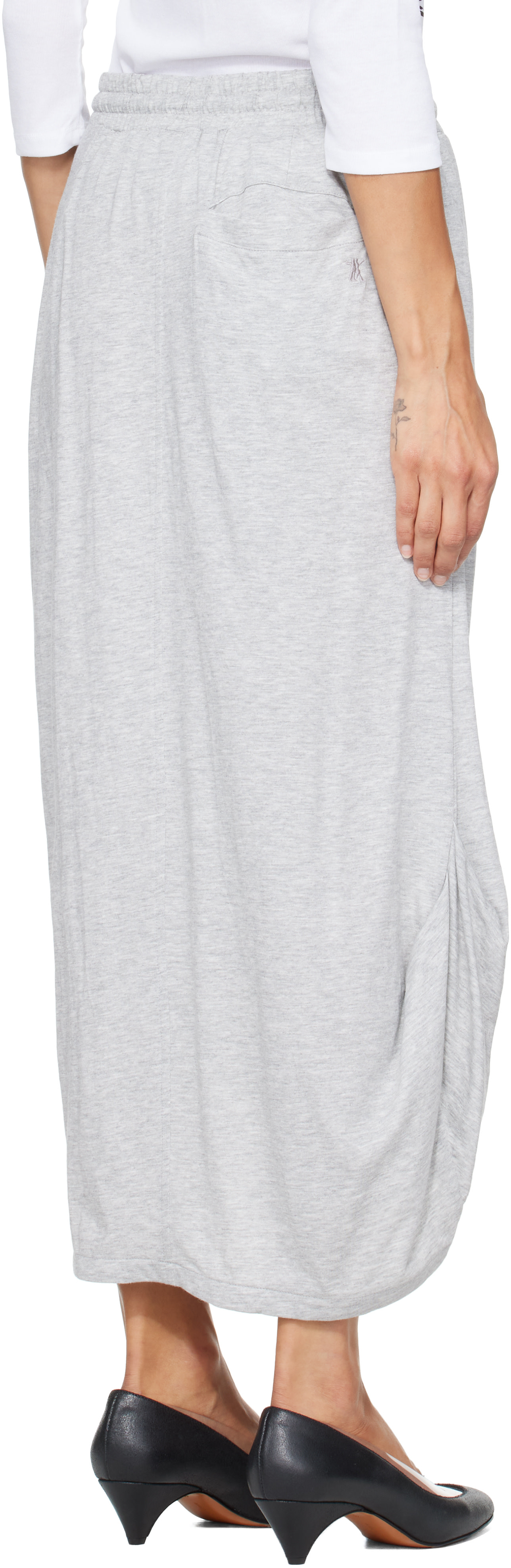 OPEN YY - Jupe midi drapée grise en coton