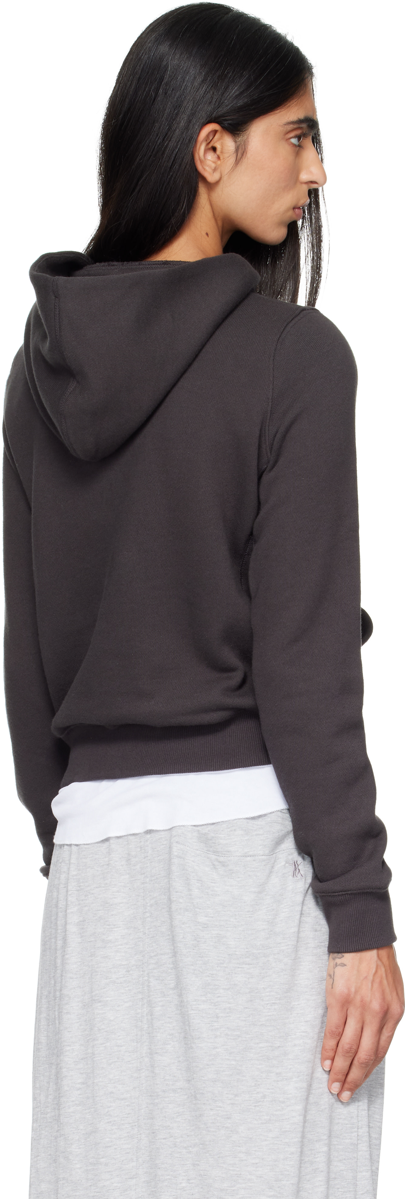 OPEN YY - Pull à capuche 'I Love Yy' gris