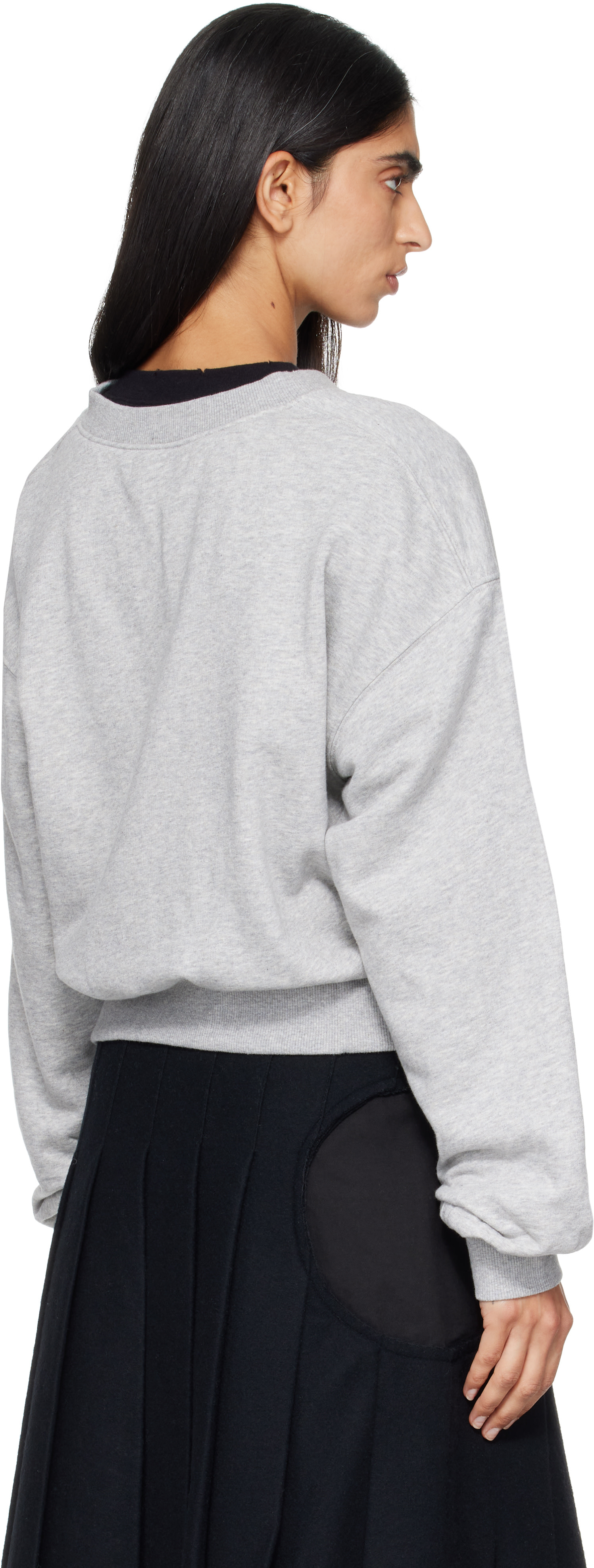 OPEN YY - Pull molletonné décontracté gris à col en V