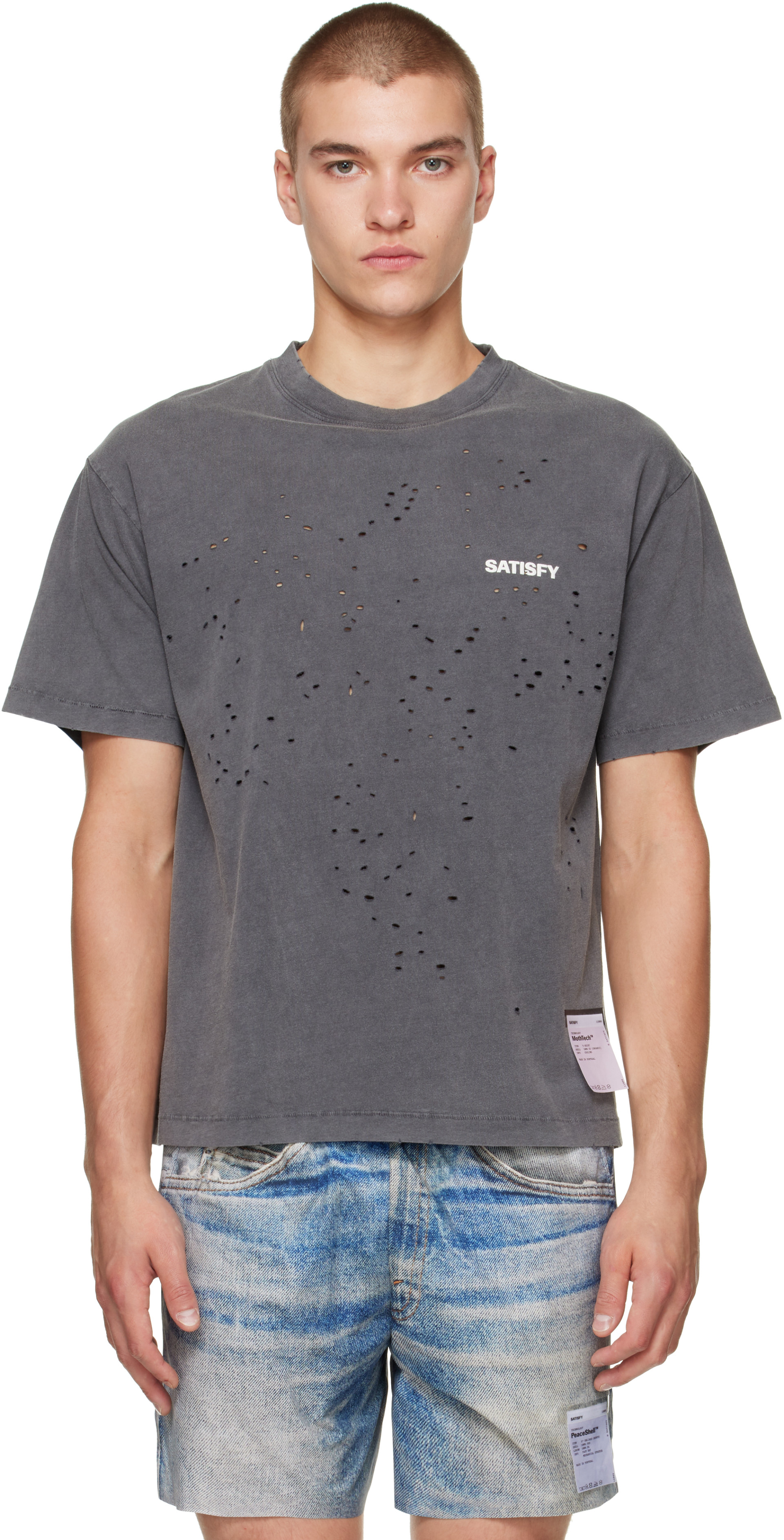 Satisfy - T-shirt gris à perforations MothTech