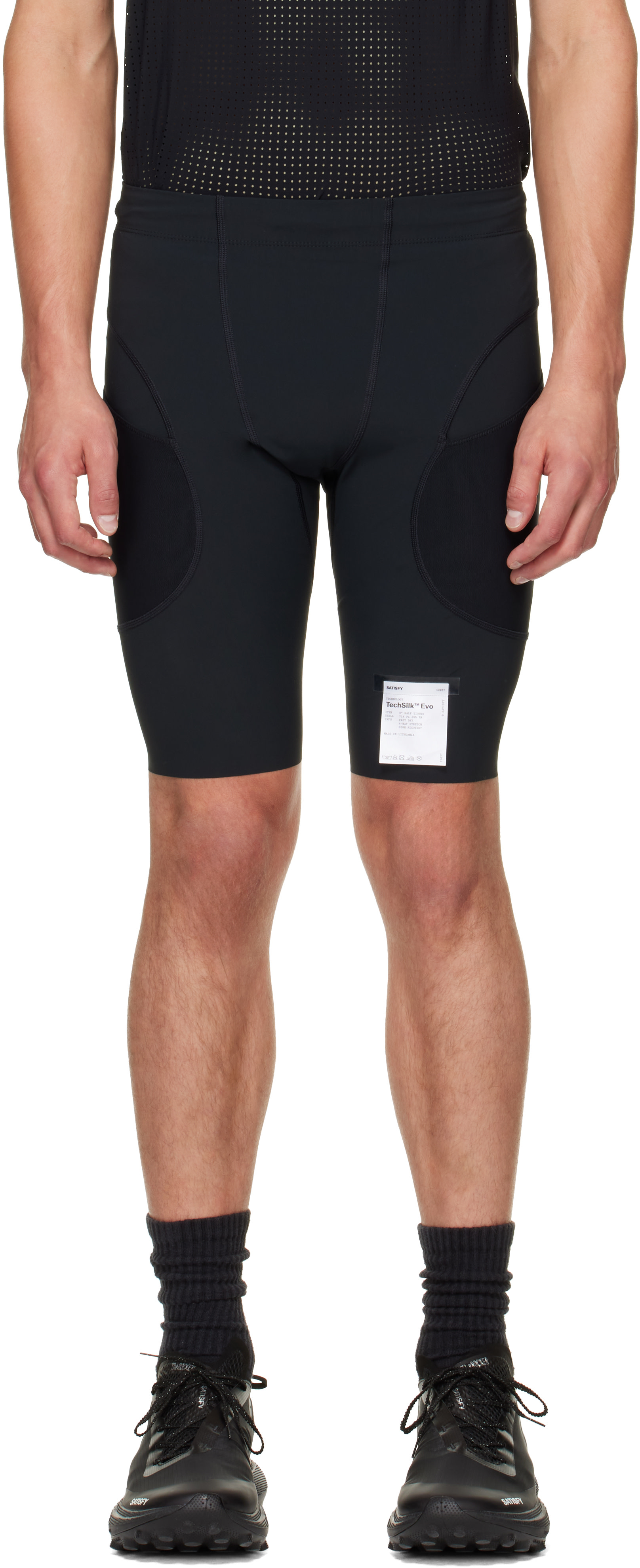 Satisfy - Short noir en jersey TechSilk Evo