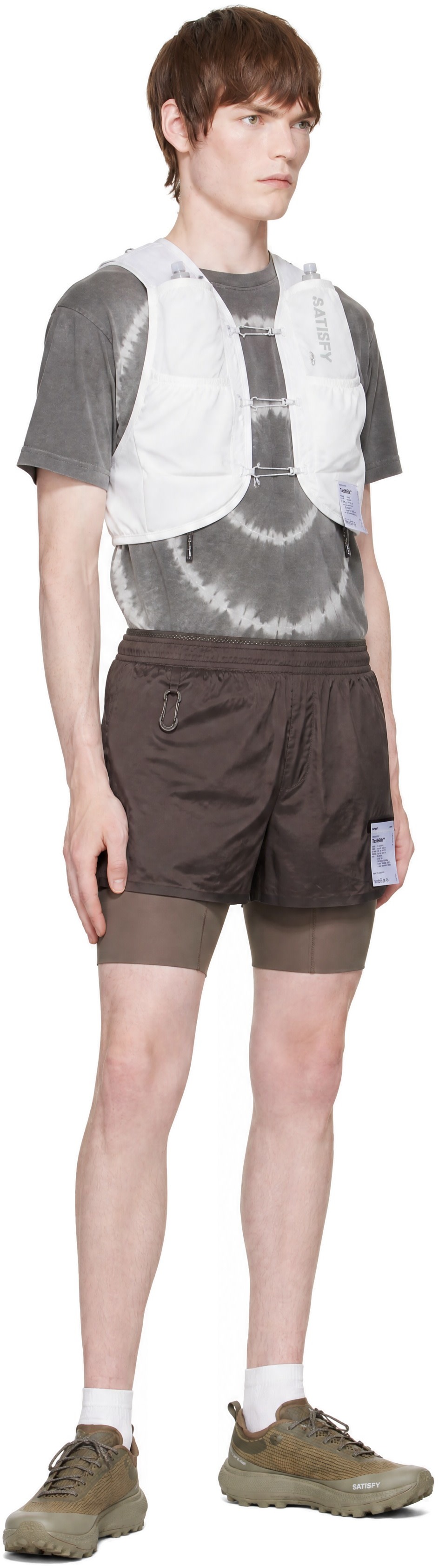Satisfy - Short de course brun en jersey TechSilk
