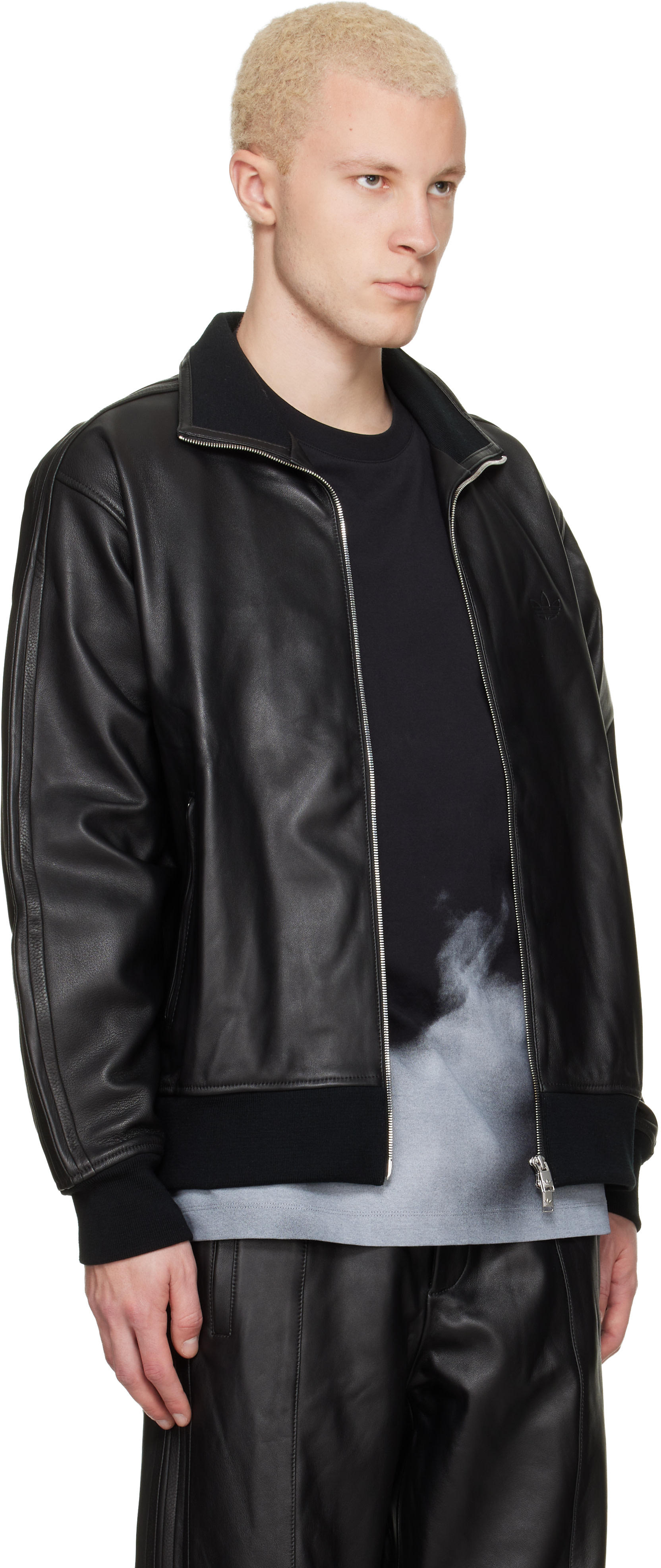 美品2着　size O  アディダス LEATHER T羊革 レザー adidas Originals: ブラック A-Type Firebird TT レザージャケット