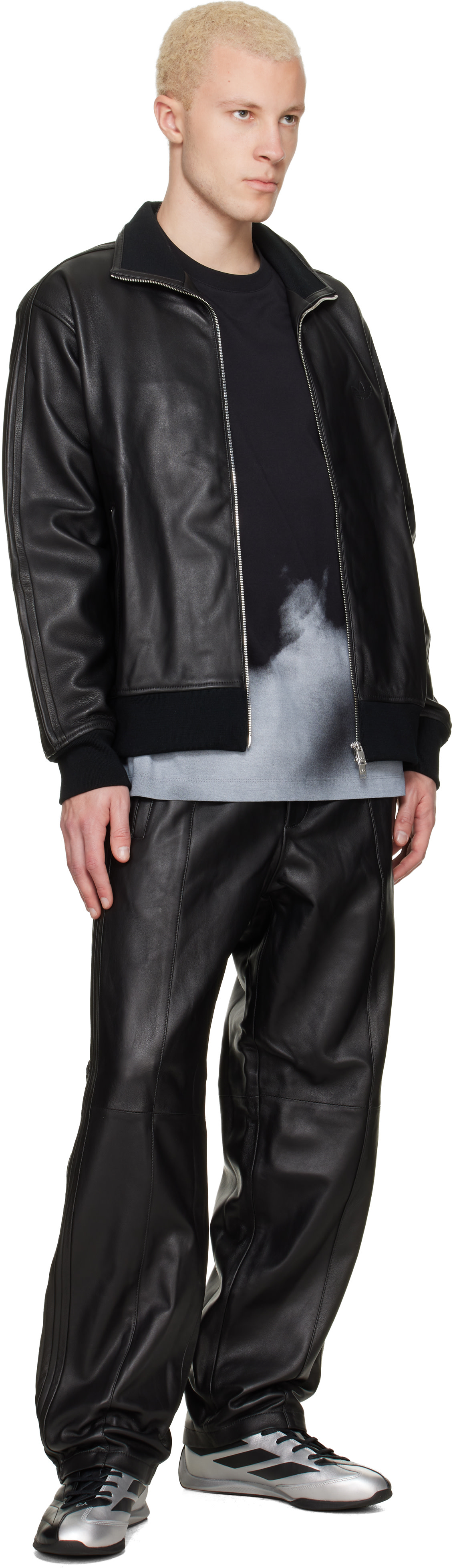 adidas Originals: ブラック A-Type Firebird TT レザージャケット