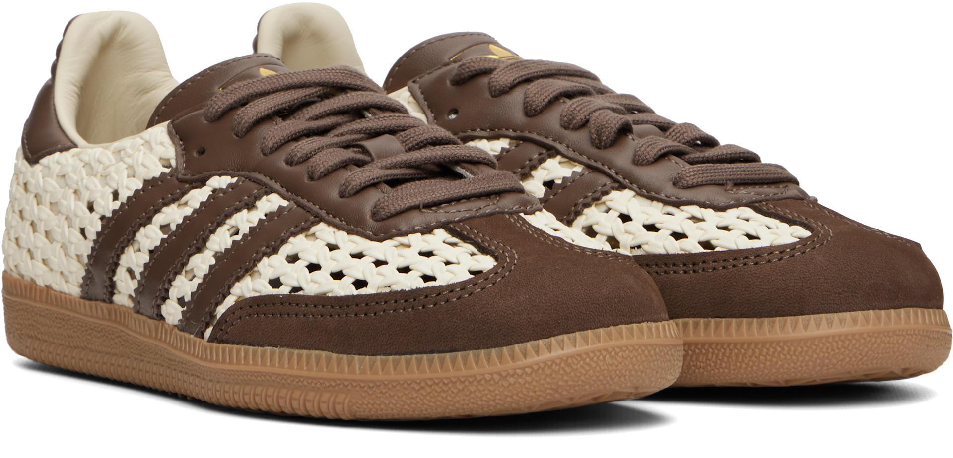 adidas Originals: Off-White & Brown Samba OG Sneakers | SSENSE