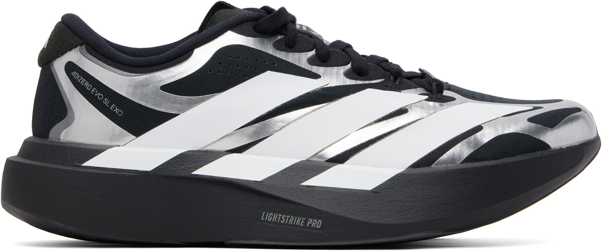 adidas Originals: Black & Silver Adizero EVO SL EXO Sneakers | SSENSE
