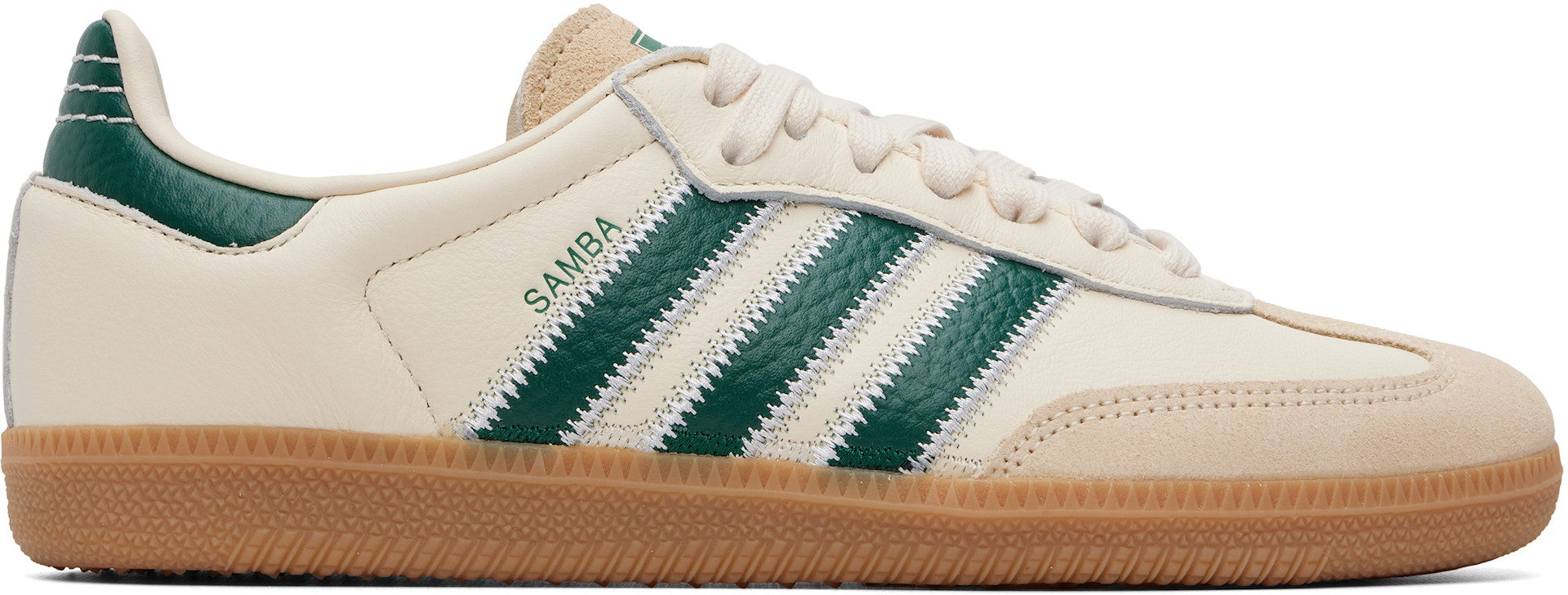 adidas Originals: オフホワイト＆グリーン Samba OG スニーカー