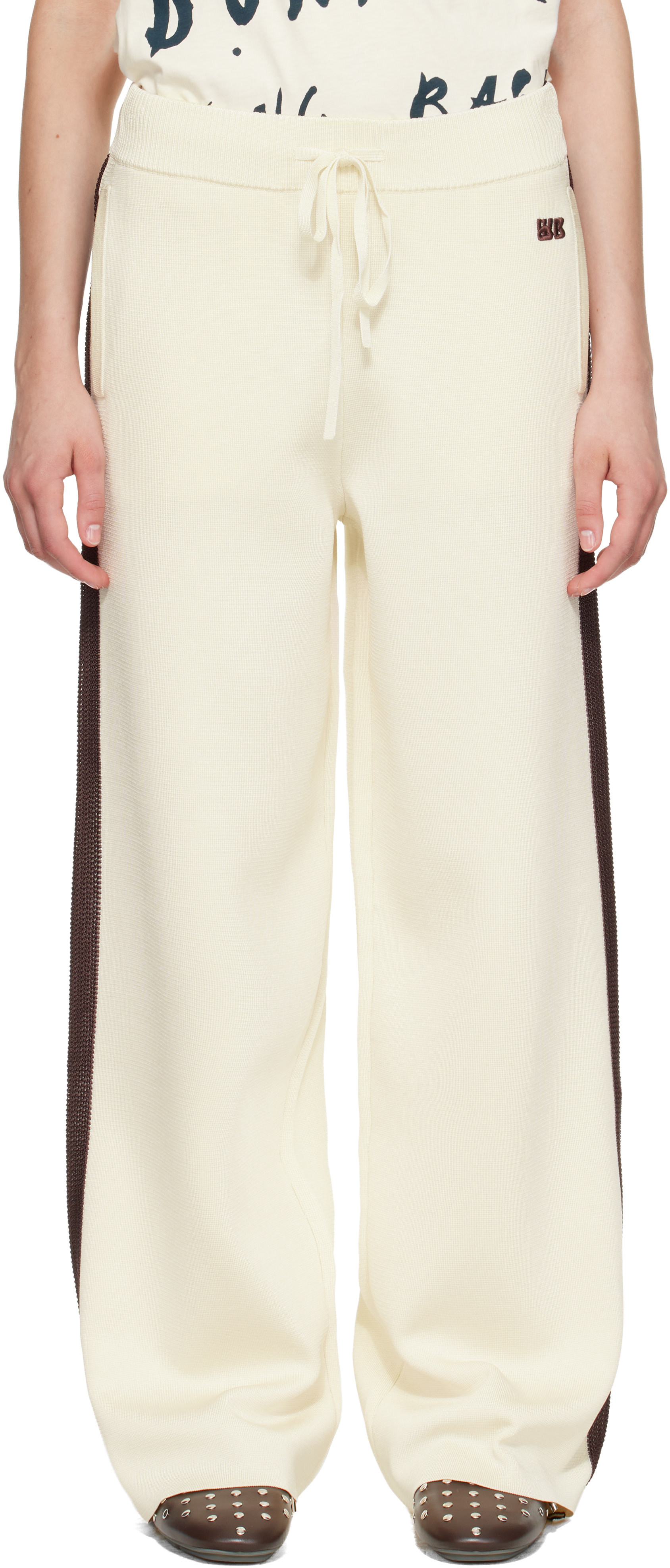 Wales Bonner: Off-White Tide Viscose Poly Knit Track Pants