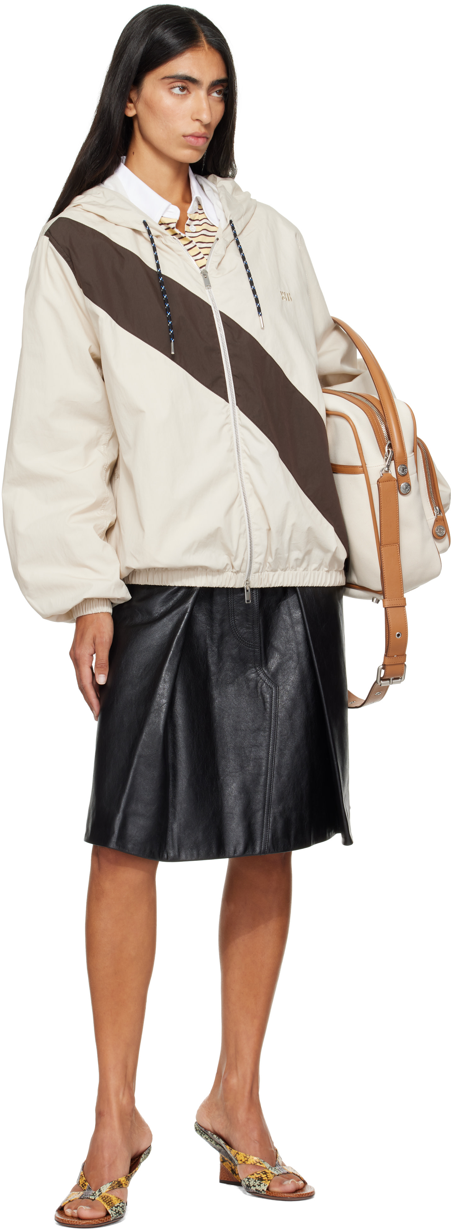 Wales Bonner - Jupe midi Construct noire en cuir