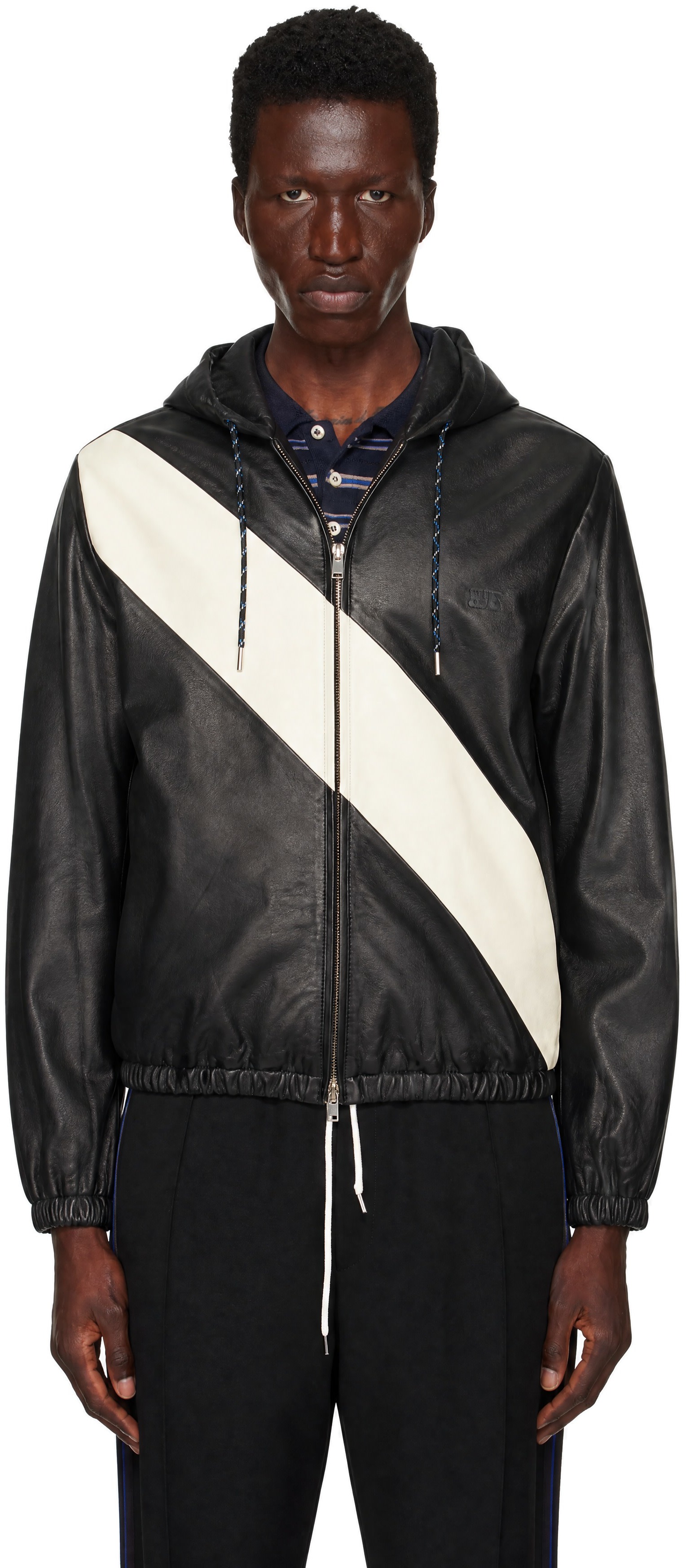 Wales Bonner: Black & Off-White Vista Leather Anorak | SSENSE