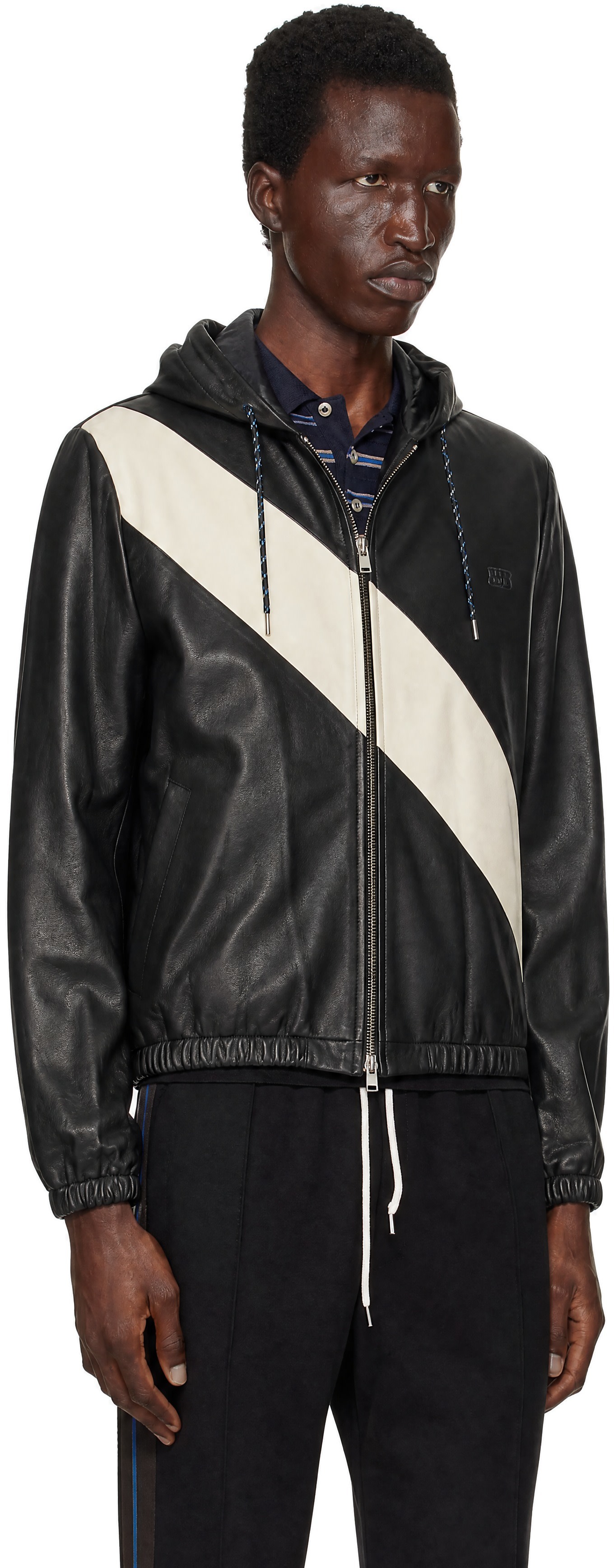 Wales Bonner: Black & Off-White Vista Leather Anorak | SSENSE