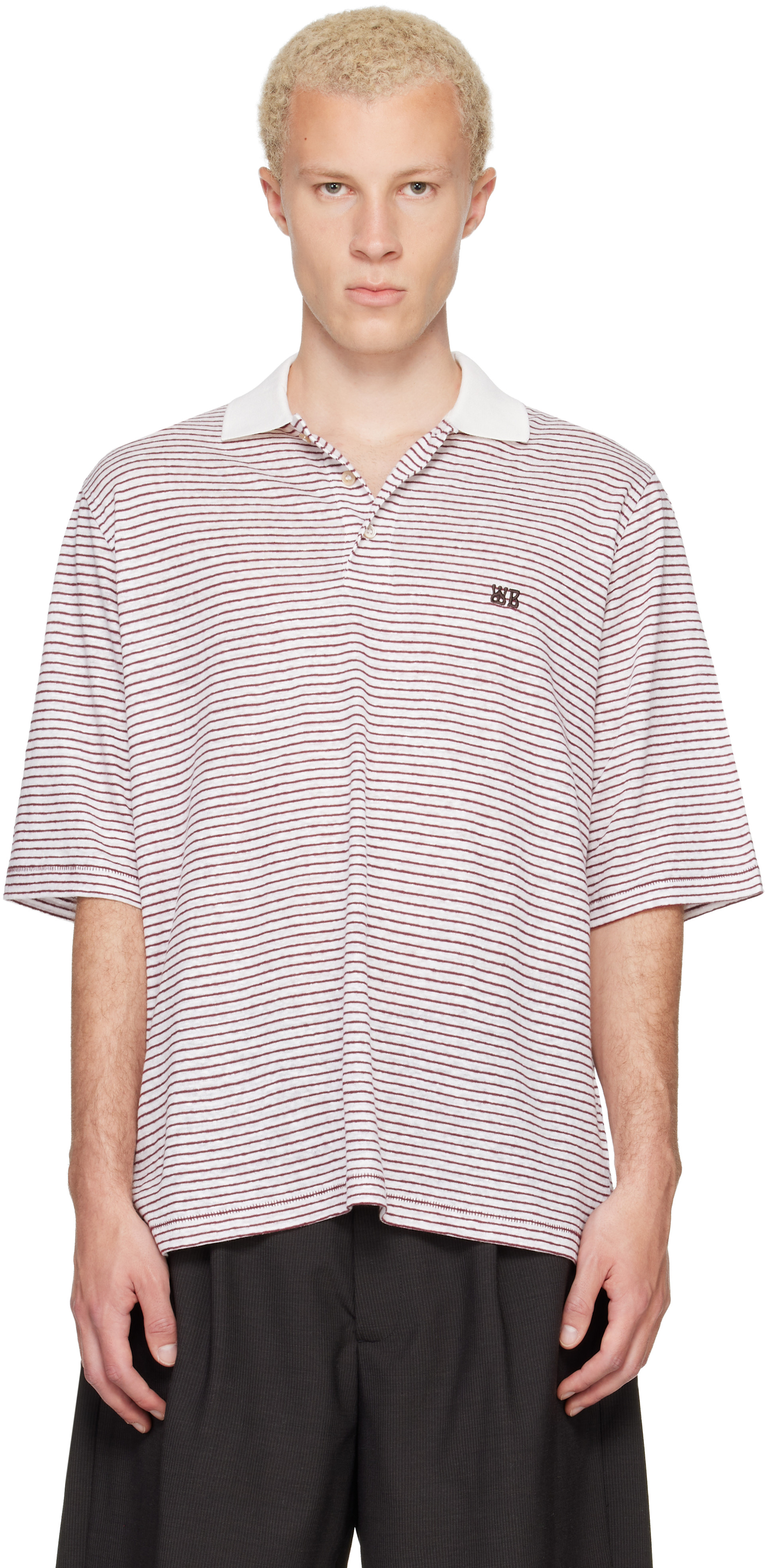 Wales Bonner - White & Red Bask Polo