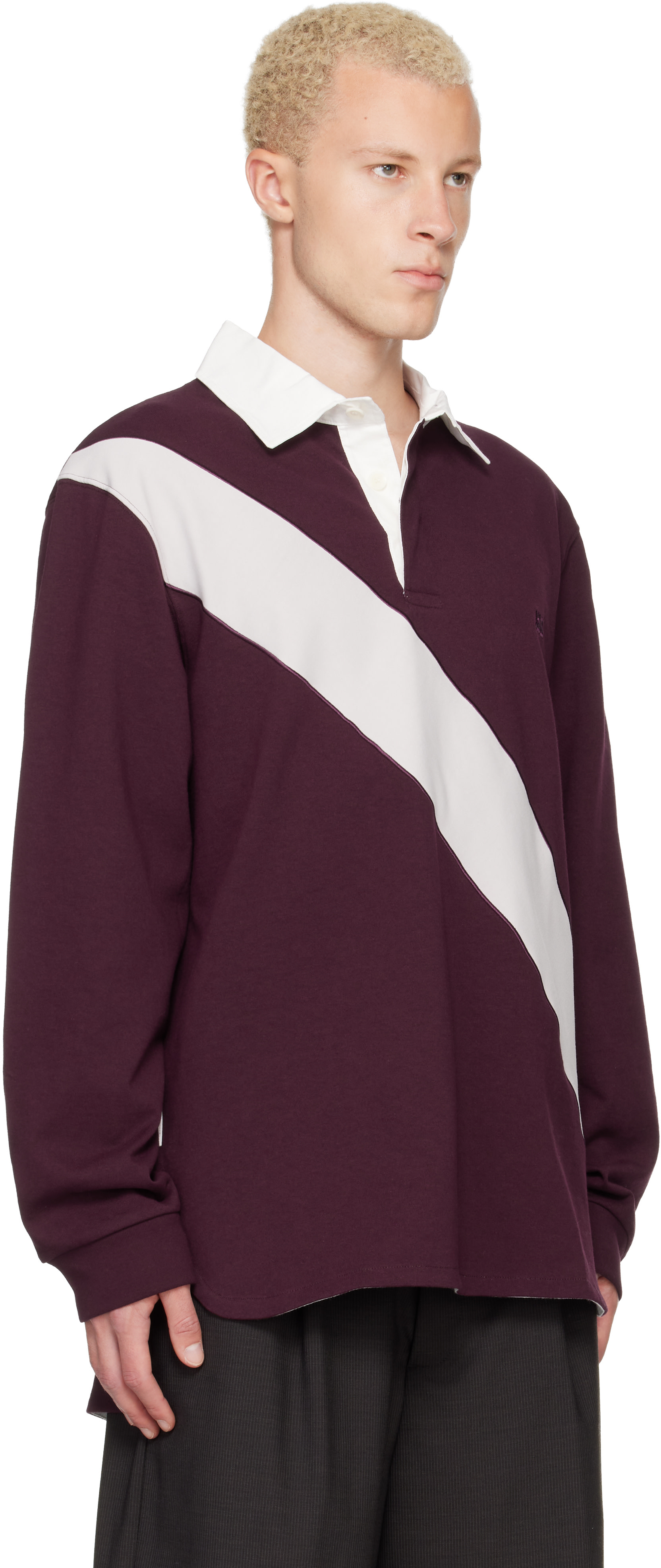 Wales Bonner - Burgundy Prism Rugby Polo