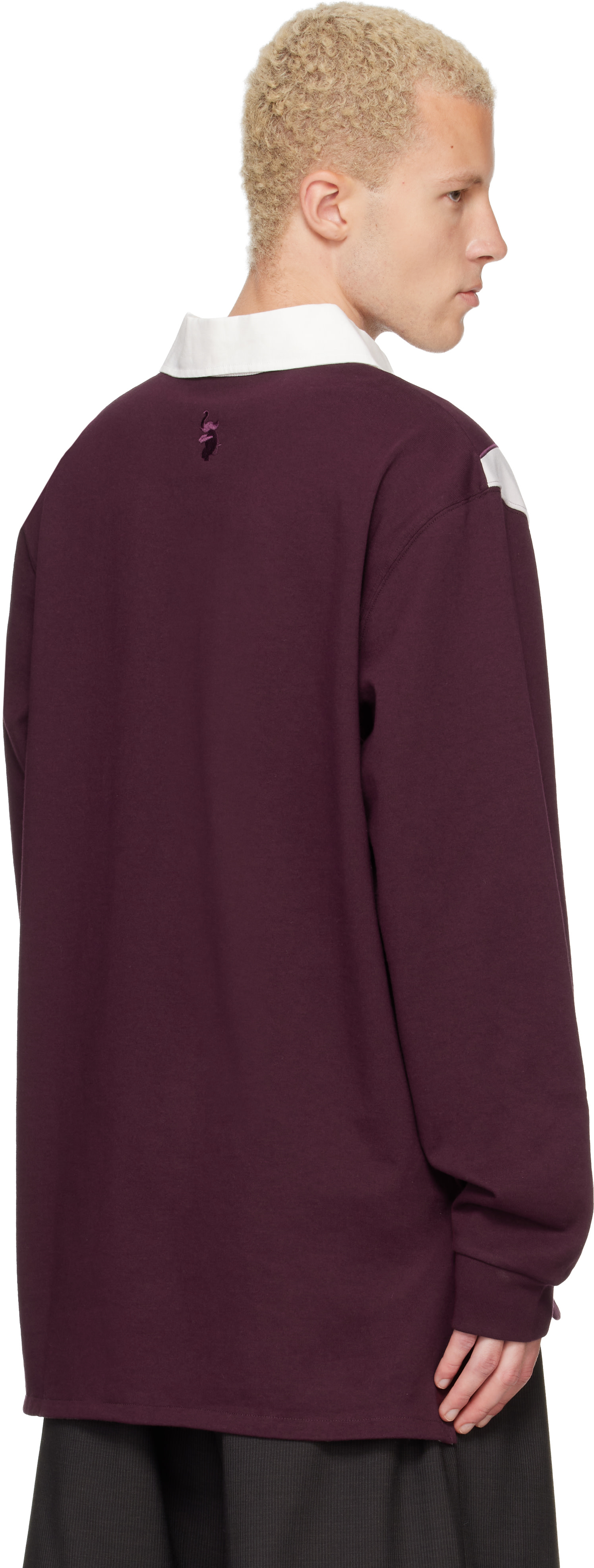 Wales Bonner: Burgundy Prism Rugby Polo | SSENSE