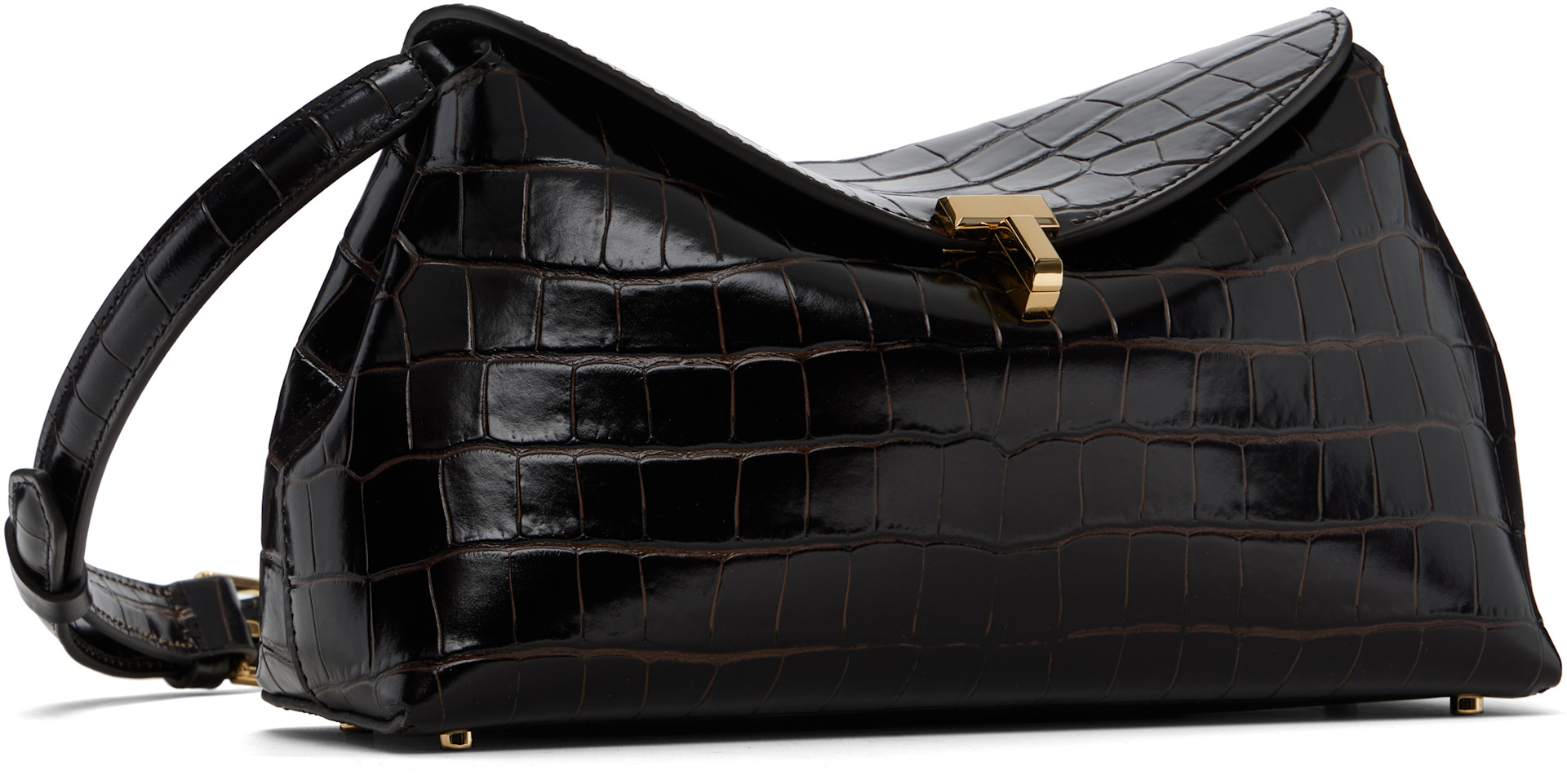TOTEME: ブラウン T-Lock Croco-Embossed クラッチバッグ | SSENSE 日本