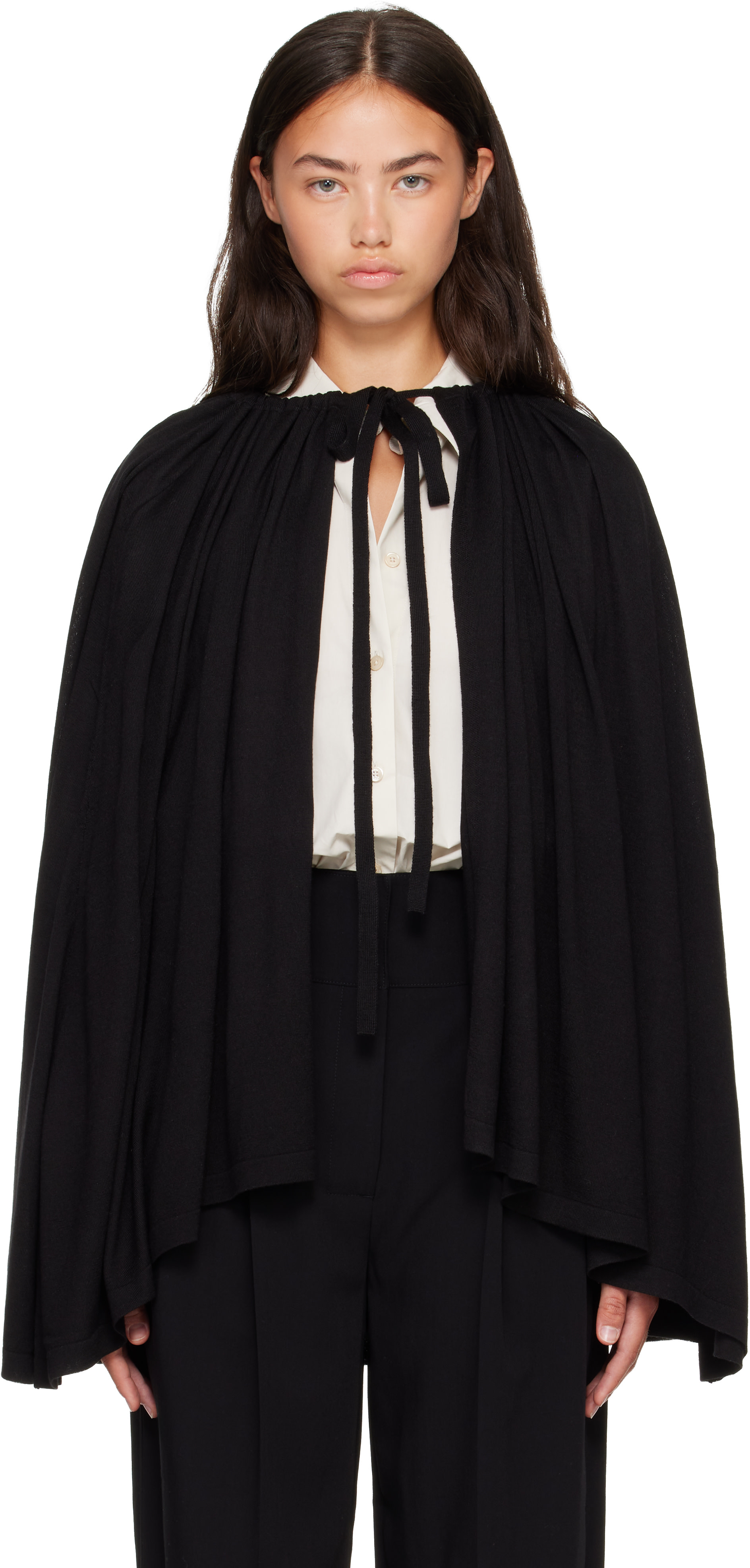 TOTEME - Black Drawstring Cape