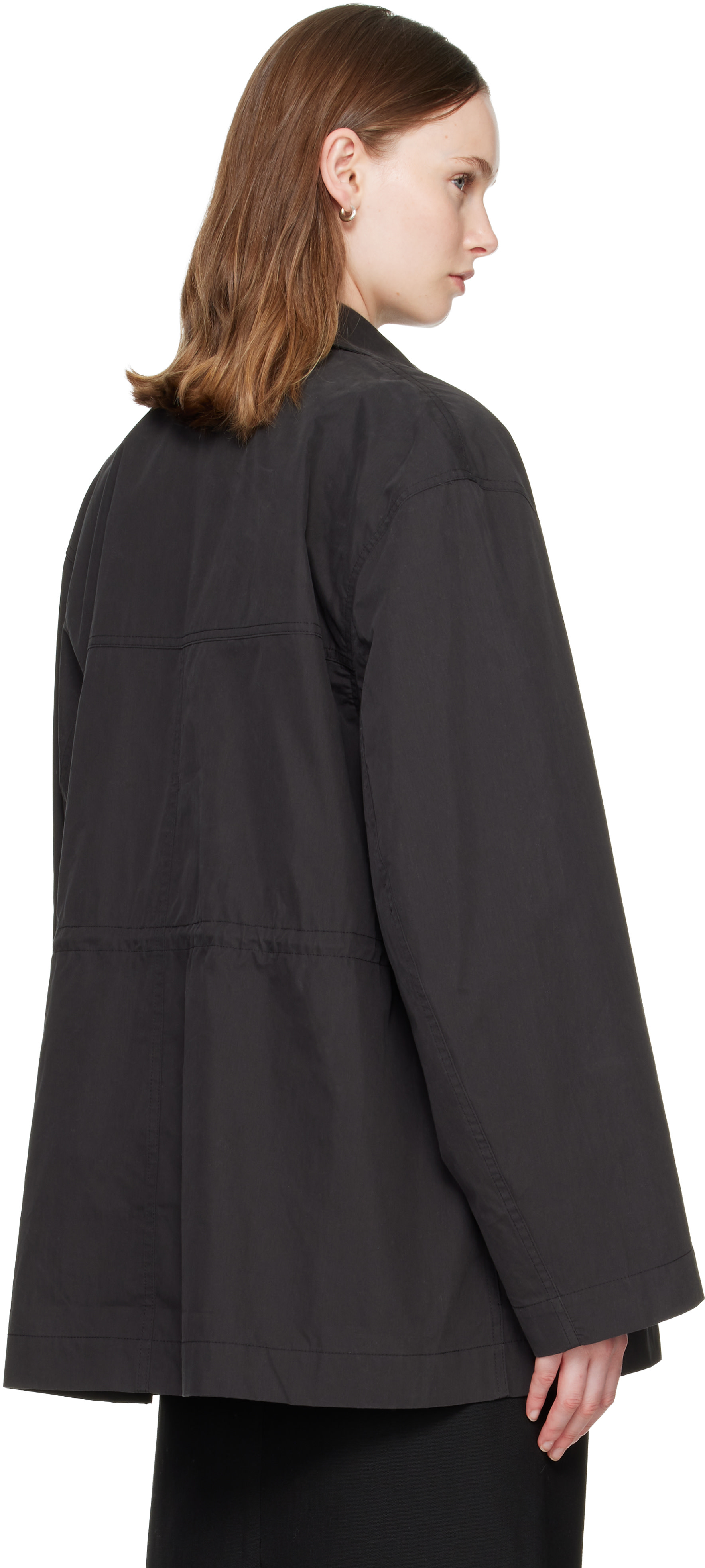 TOTEME - Black Collared Drawstring Jacket