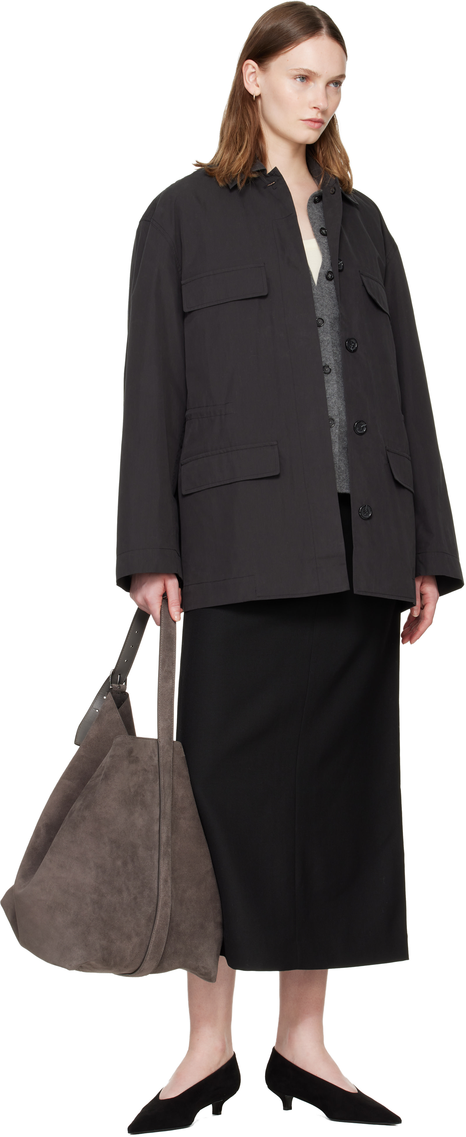 TOTEME - Black Collared Drawstring Jacket