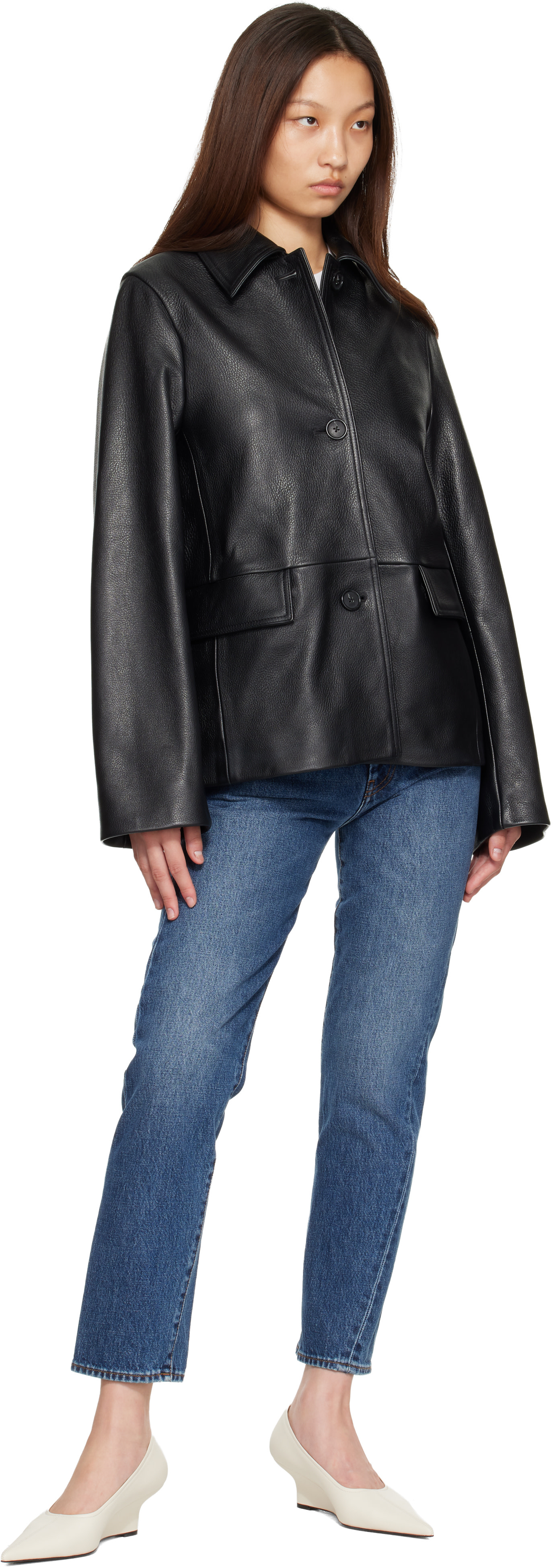 TOTEME - Black Grained Leather Jacket