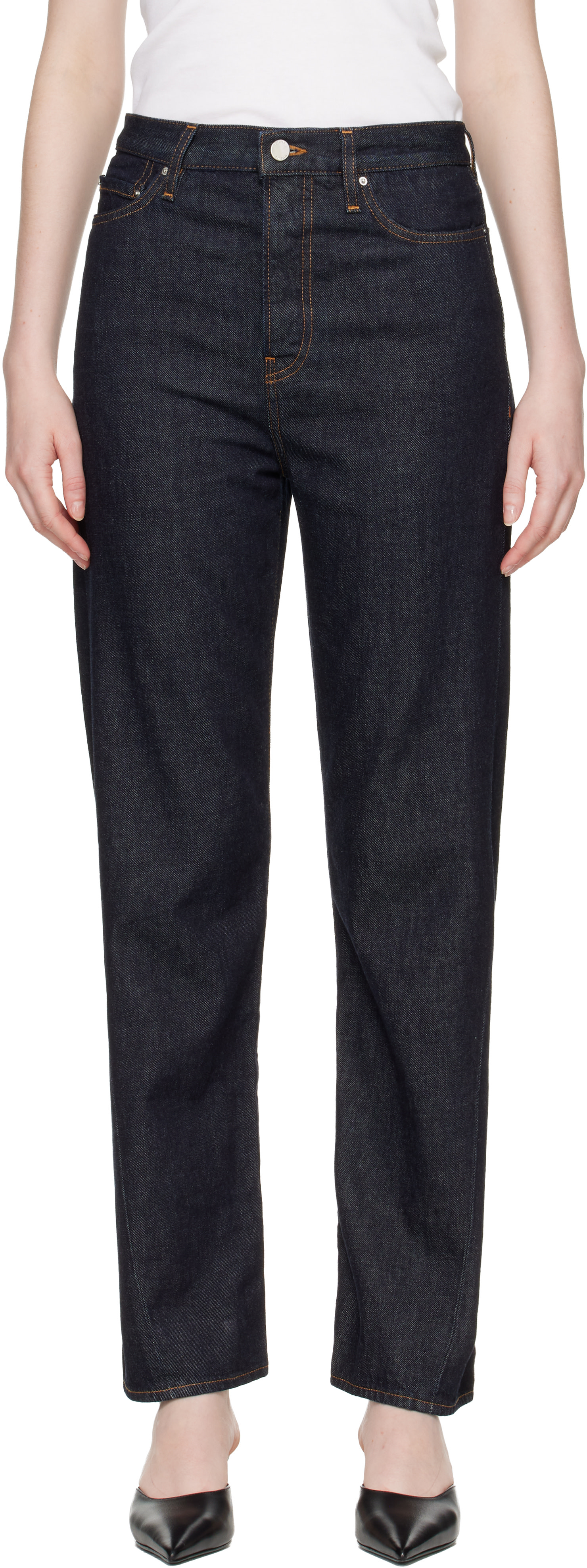 TOTEME: Blue Twisted Seam Full Length Jeans | SSENSE