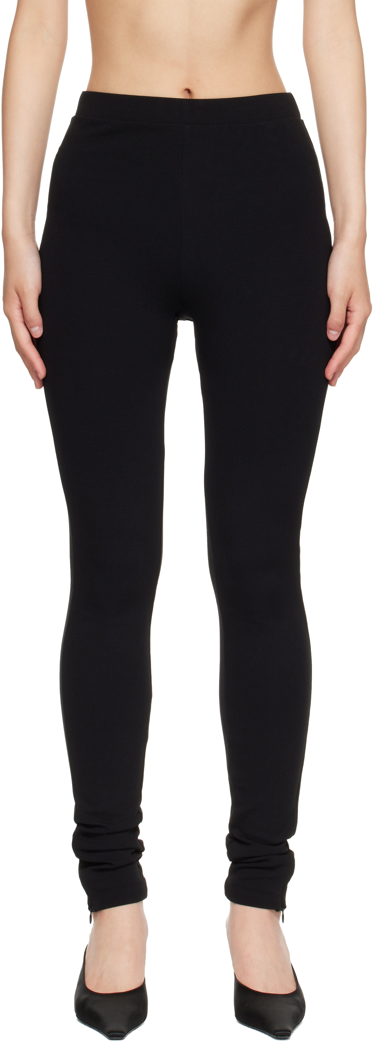 TOTEME: Black Zip Leggings | SSENSE