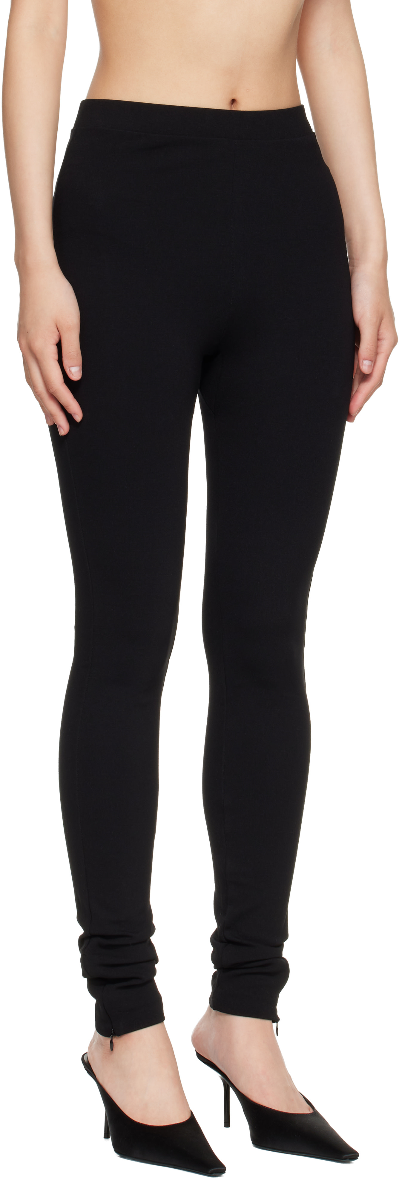 TOTEME: Black Zip Leggings | SSENSE